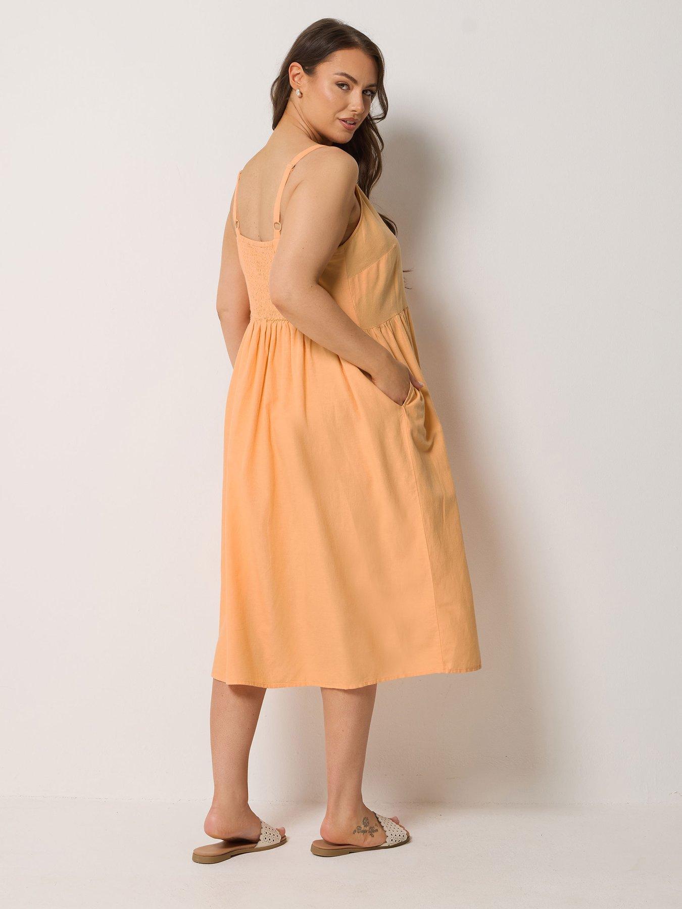 strapless open back dress Olive & Orange Coral Cotton Sundress UK 10 main image 0
