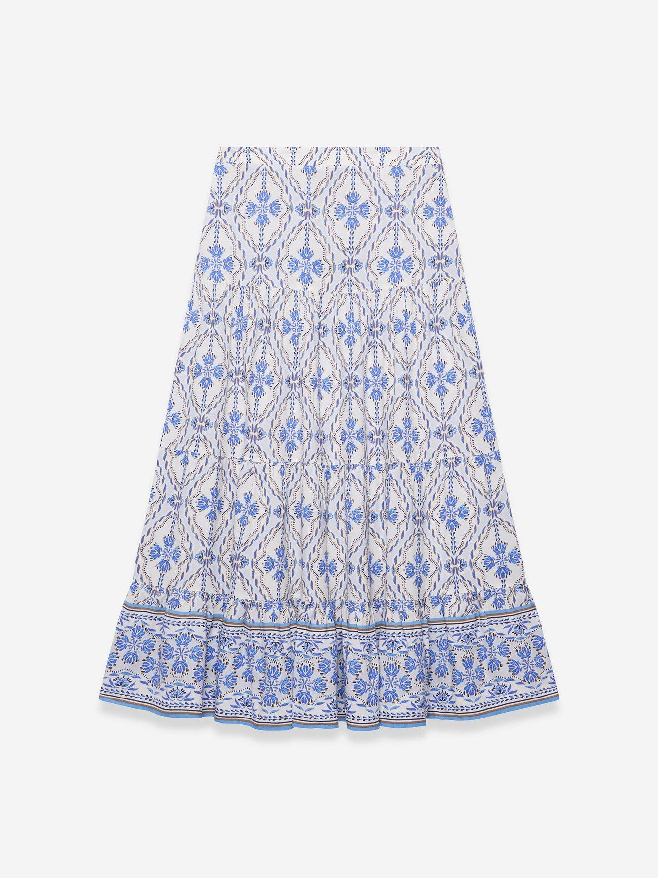 Image 5 of 6 of Mint Velvet Blue Floral Print Maxi Skirt