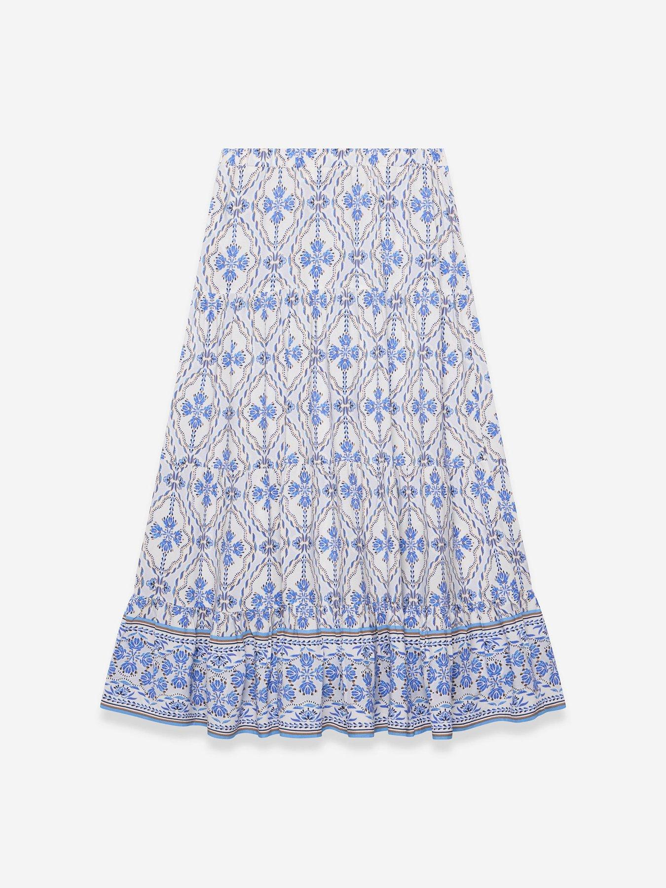 Image 6 of 6 of Mint Velvet Blue Floral Print Maxi Skirt