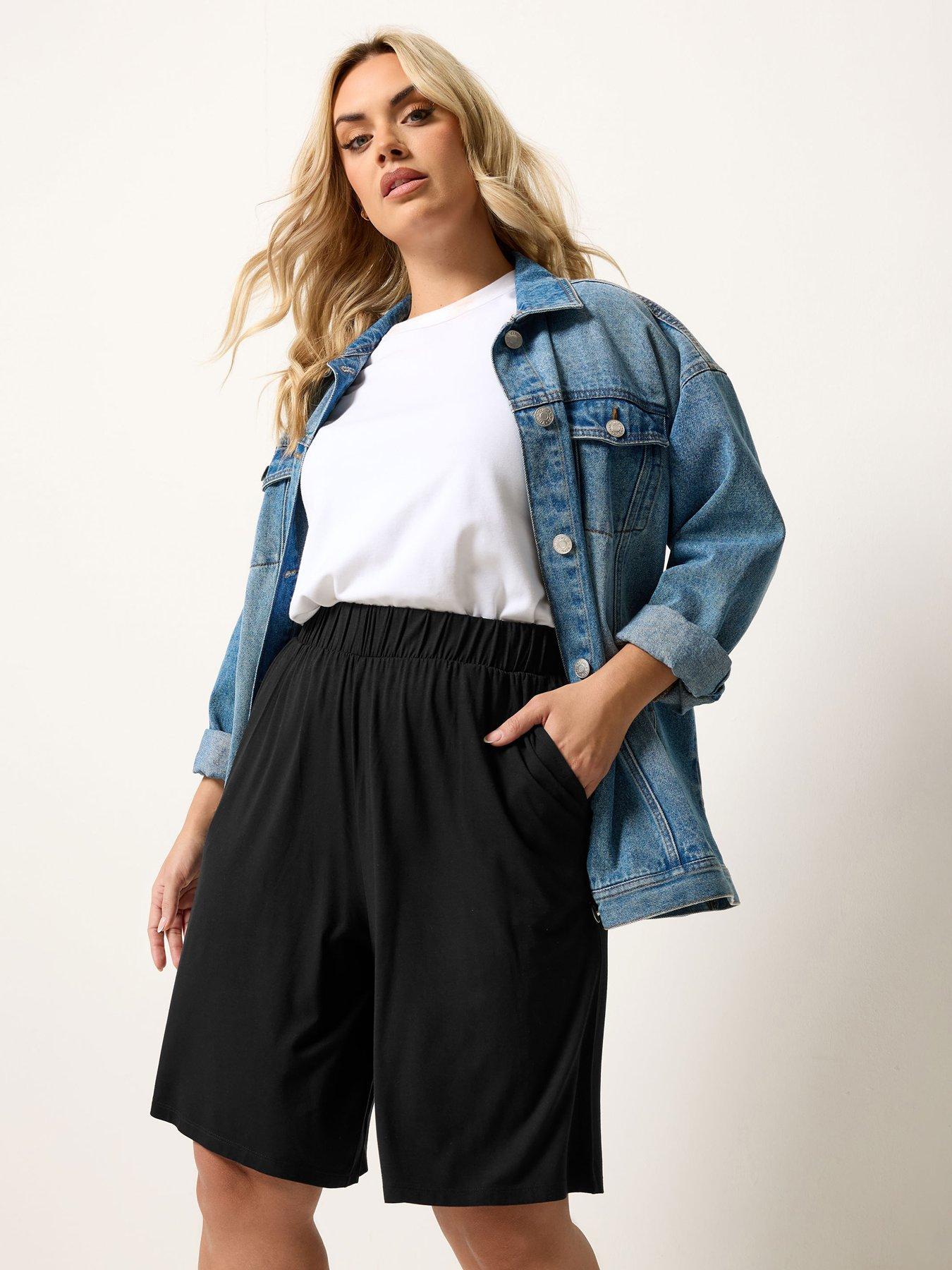 Image 1 of 4 of Yours Curve Pull On Jersey Shorts