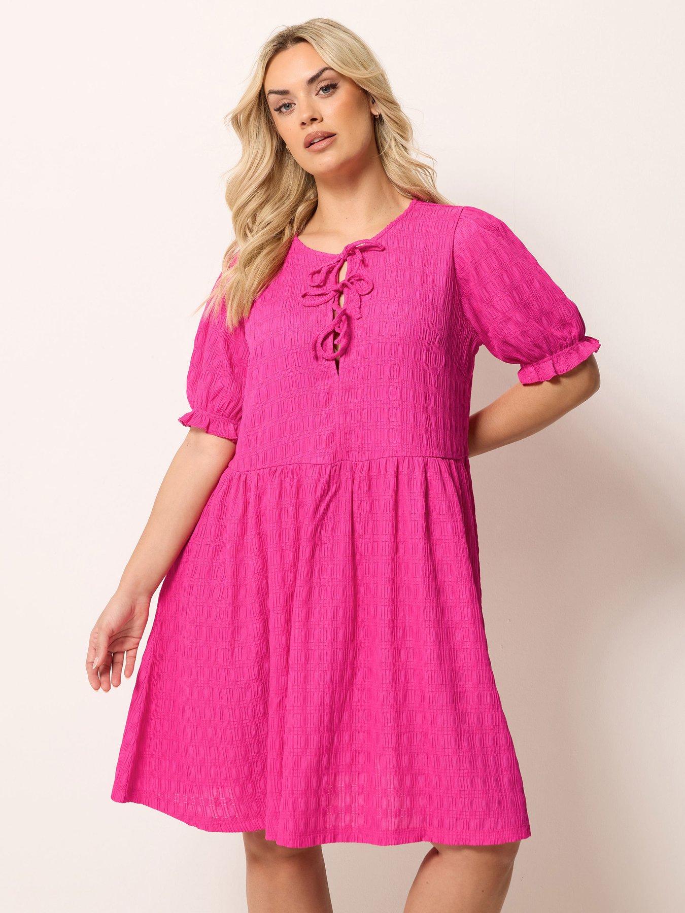 Yours Curve Bow Front Mini Dress - Pink