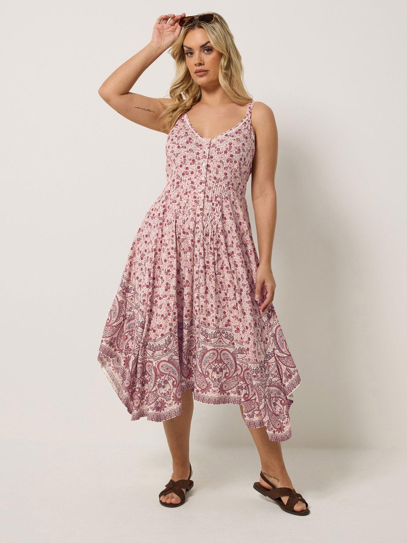 Yours Curve Hanky Hem Dress - Cream