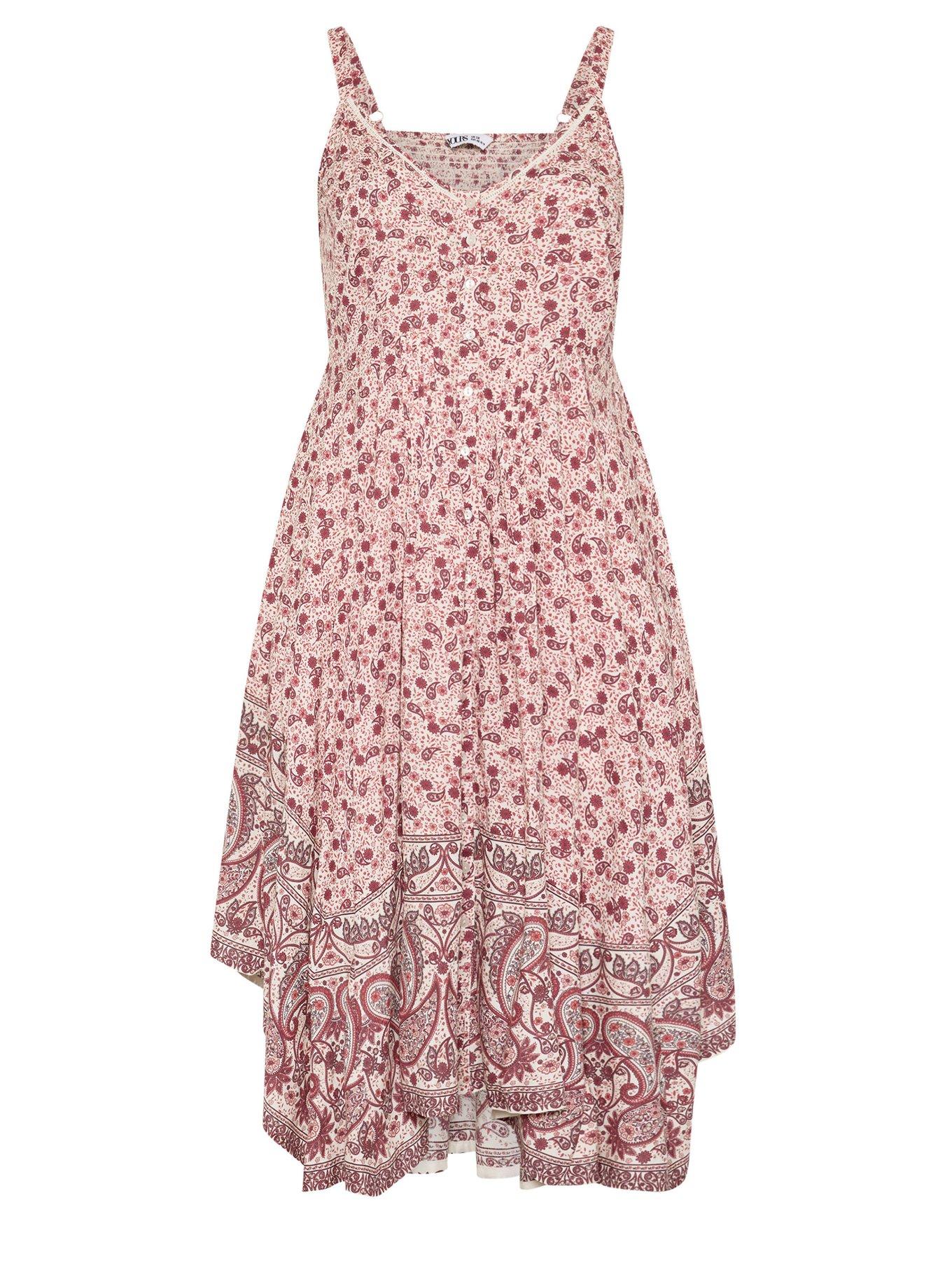 Image 5 of 5 of Yours Curve Hanky Hem Dress - Cream
