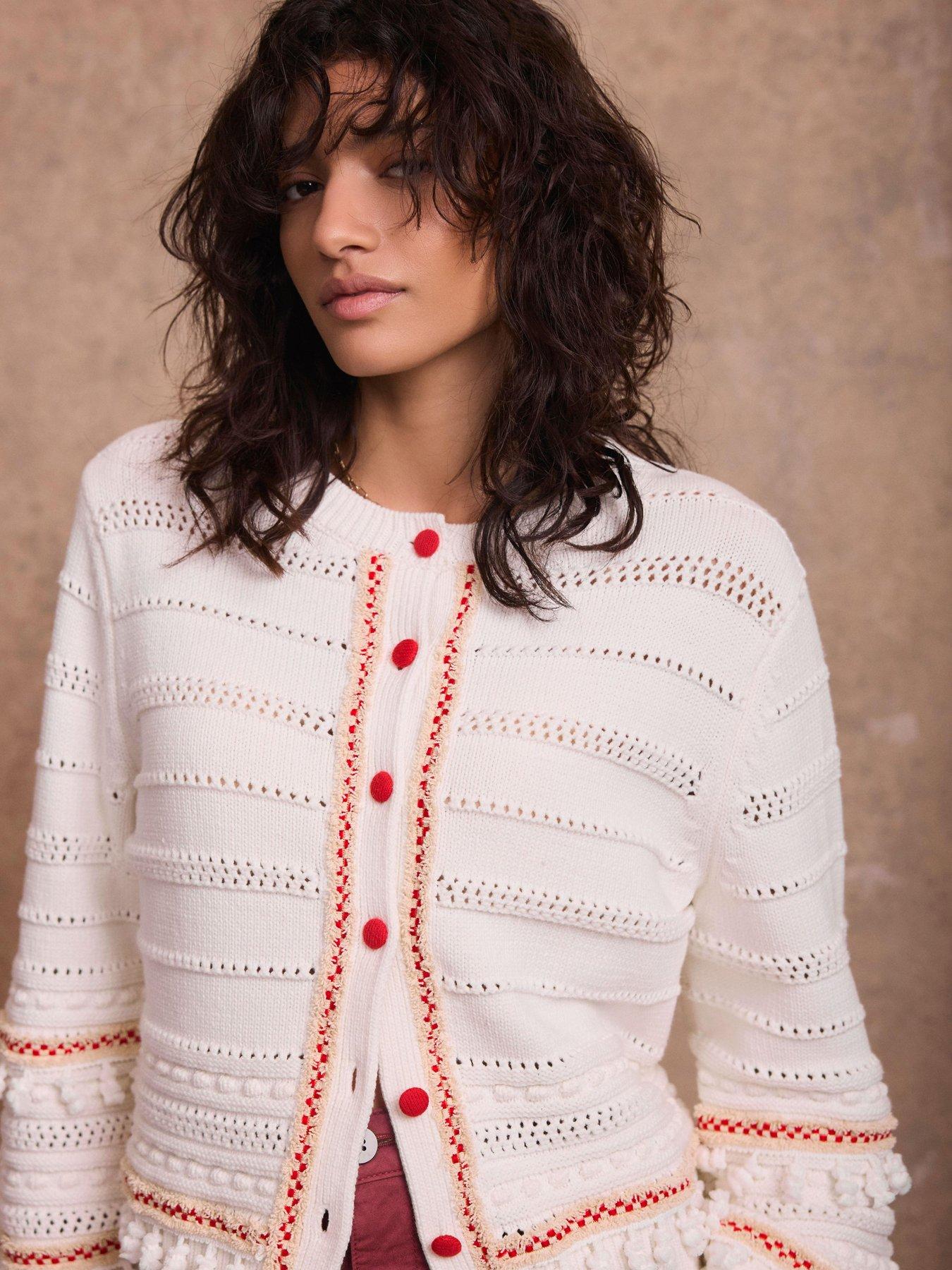 Image 3 of 6 of Mint Velvet Ivory Tassel Knit Cardigan