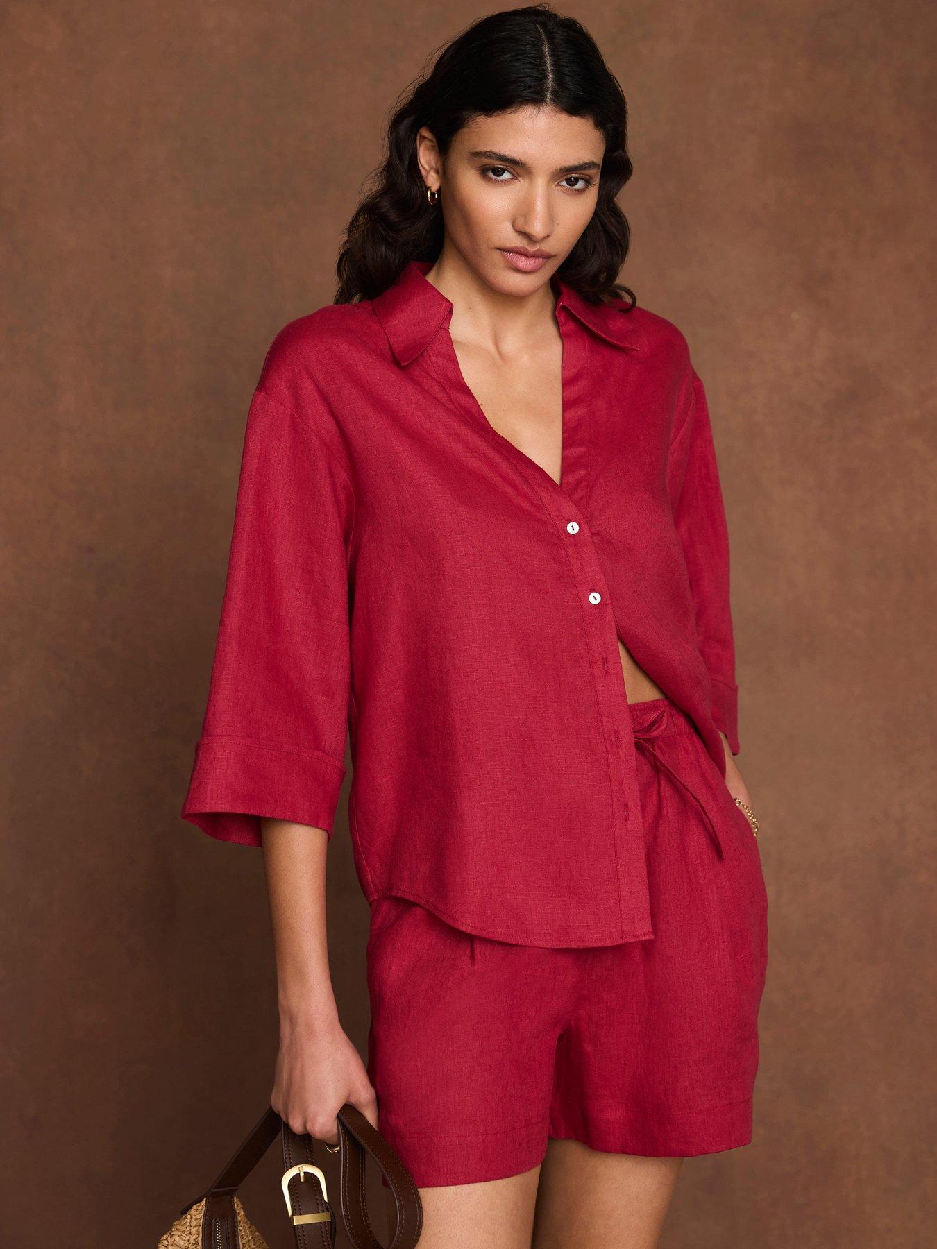 Mint Velvet Red Linen Drawstring Short