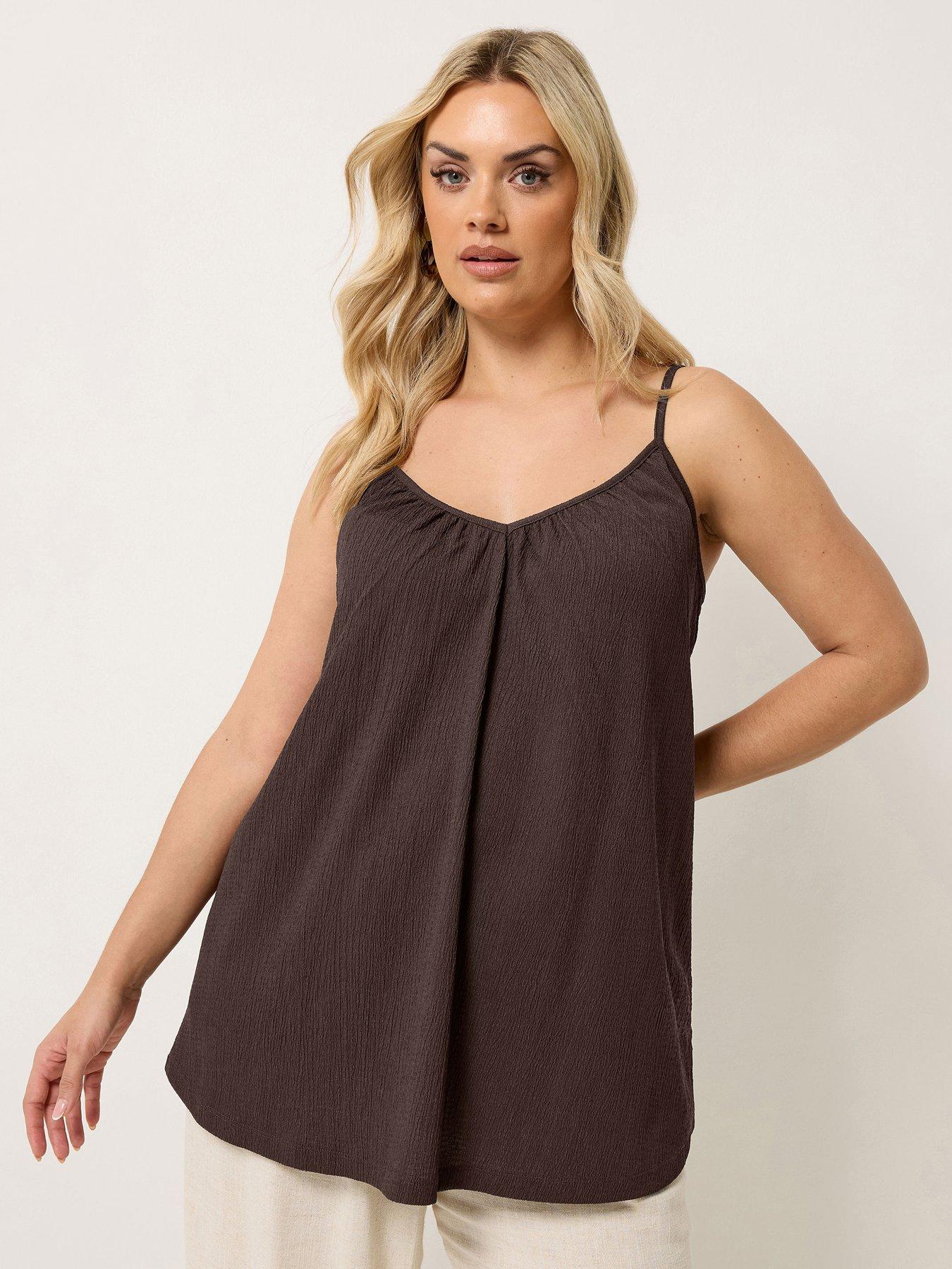 Yours Curve Gathered Swing Cami Top - Brown