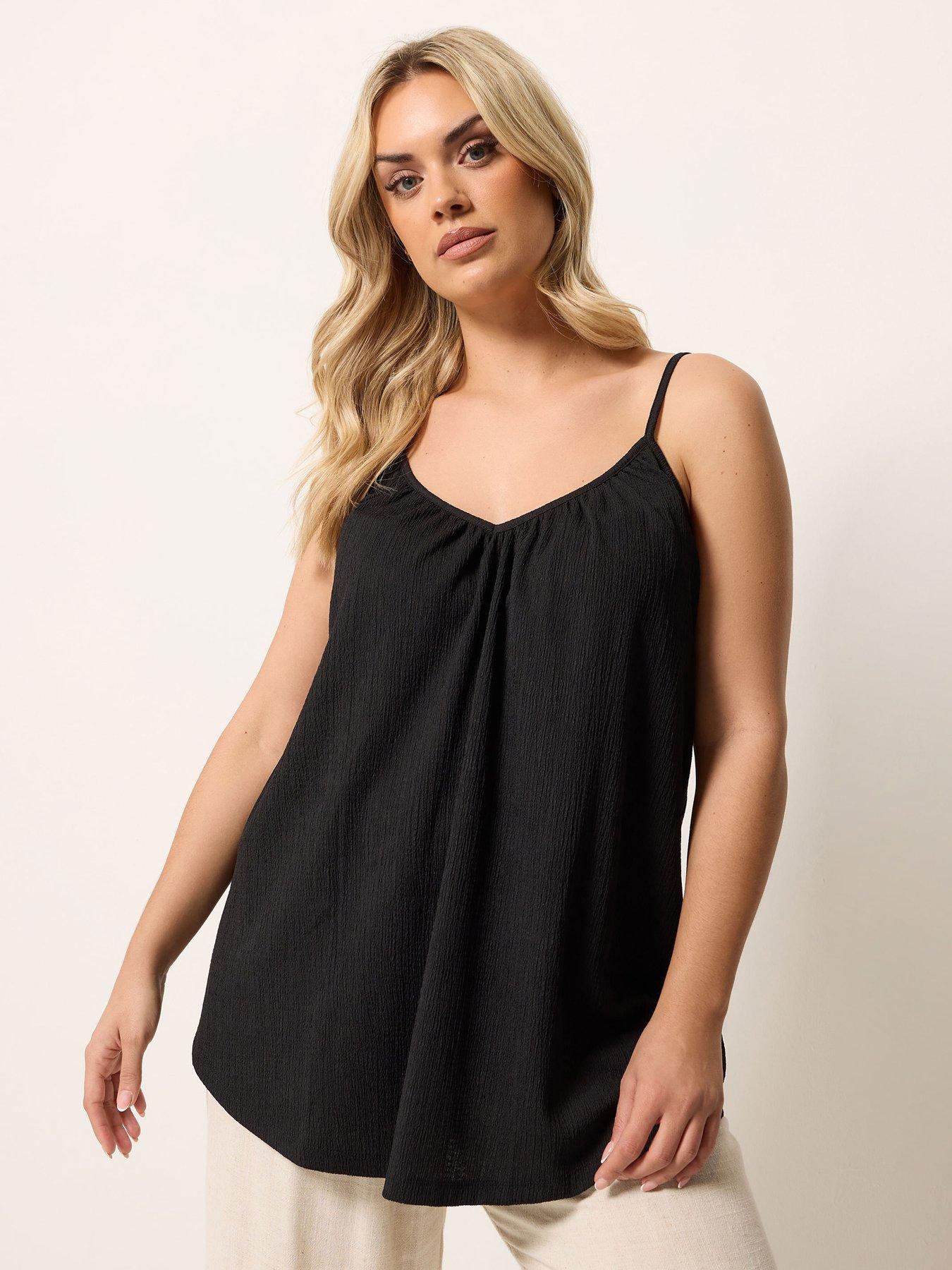 Yours Curve Gathered Swing Cami Top - Black