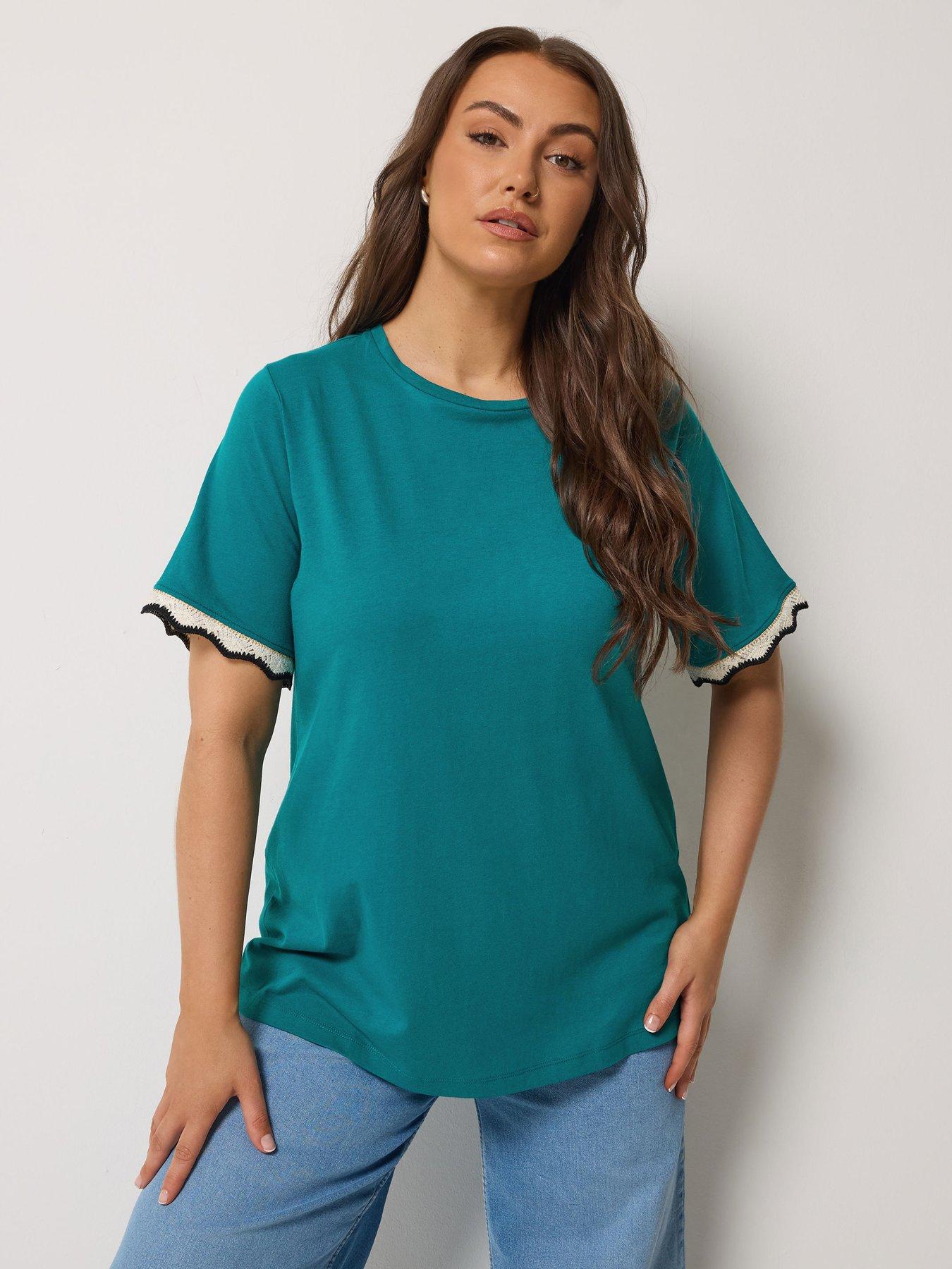 Yours Curve Trim T-Shirt - Blue