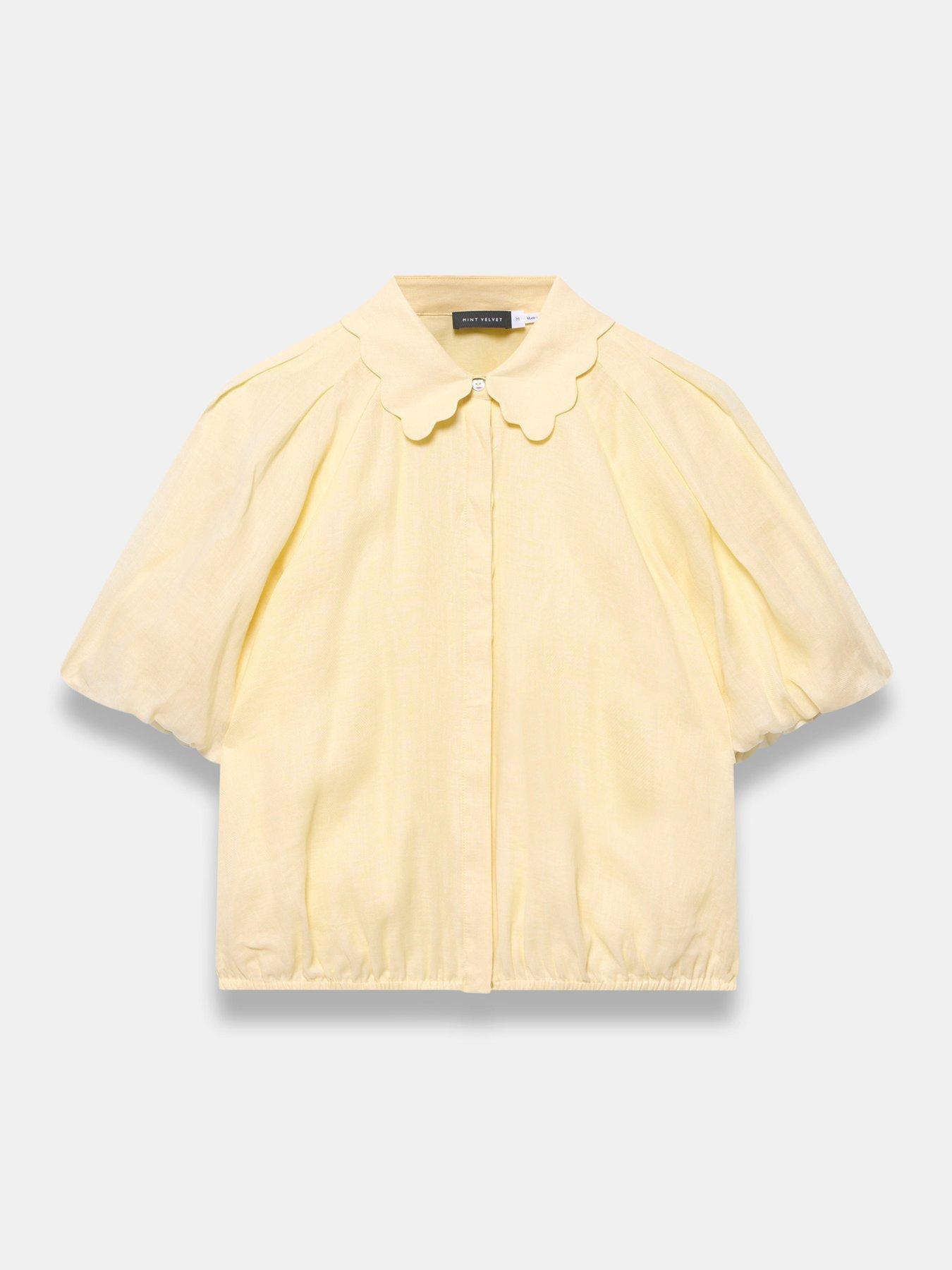 Image 5 of 6 of Mint Velvet Ramie Puff Sleeve Blouse - Yellow