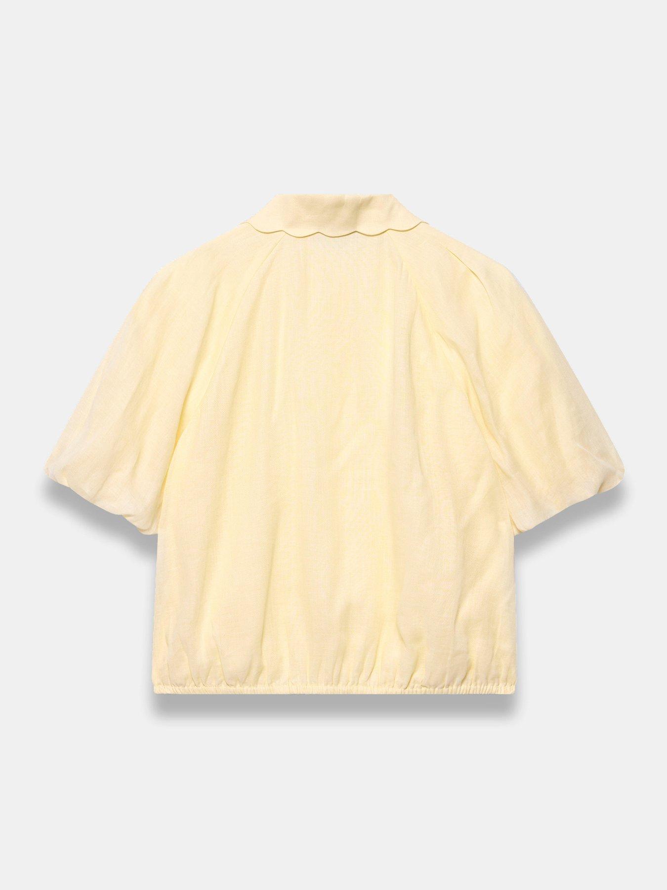 Image 6 of 6 of Mint Velvet Ramie Puff Sleeve Blouse - Yellow