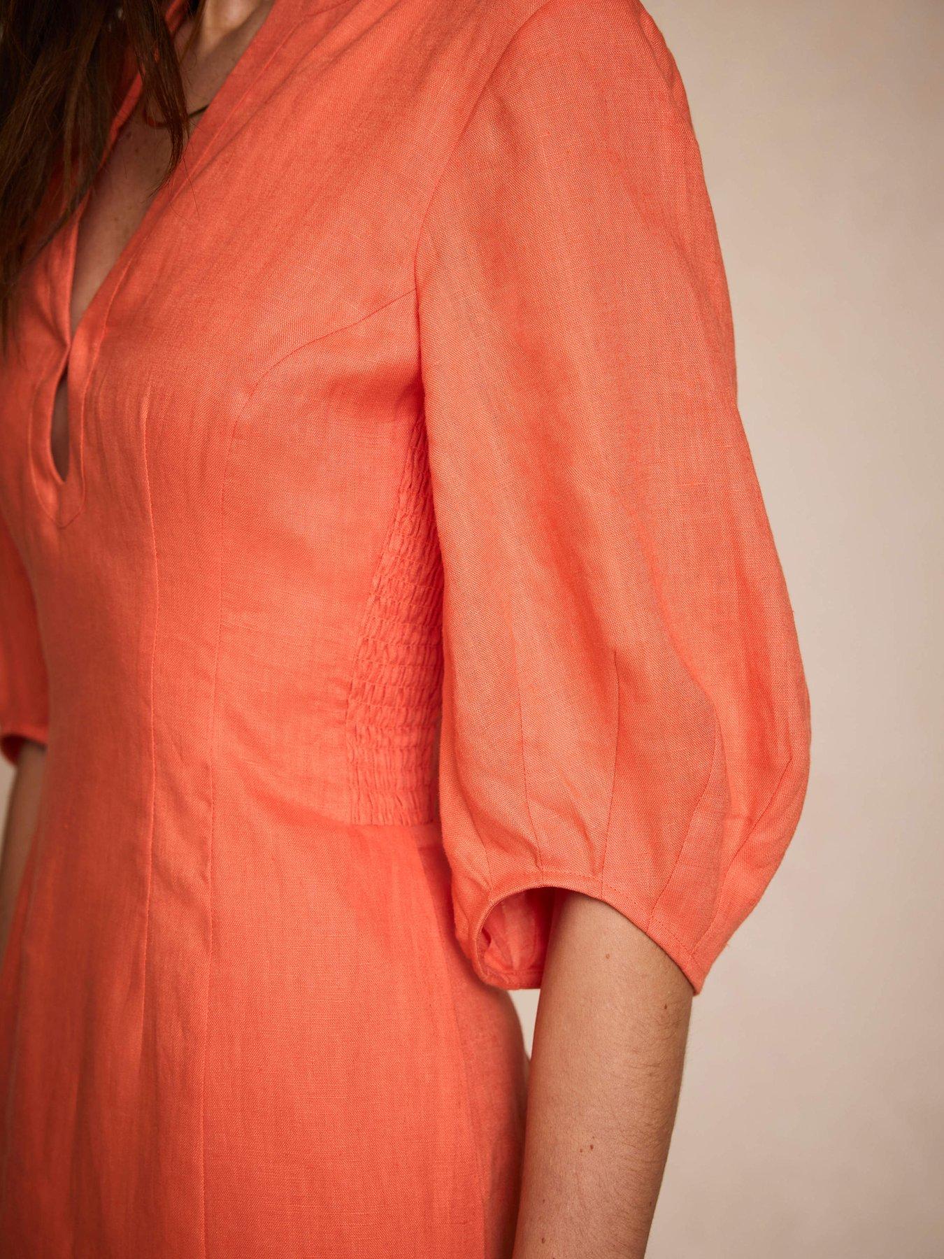 Image 4 of 6 of Mint Velvet Orange Linen Midi Dress