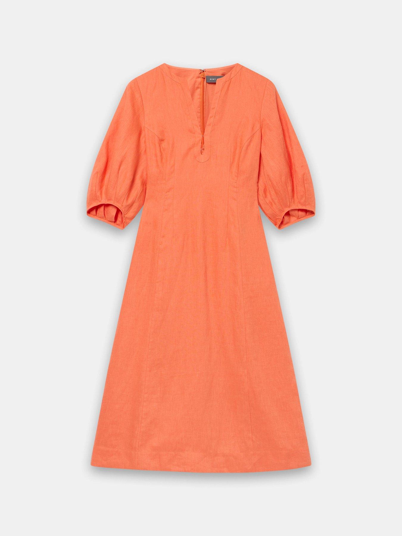 Image 5 of 6 of Mint Velvet Orange Linen Midi Dress