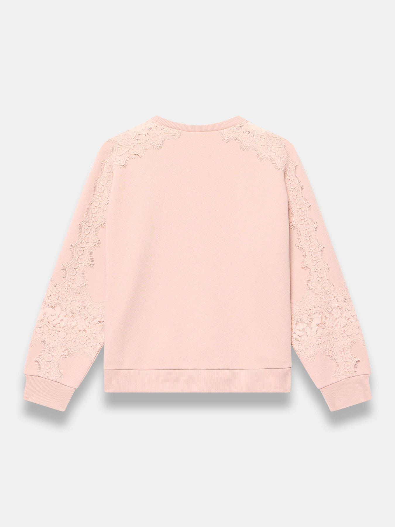 Image 6 of 6 of Mint Velvet Lace Insert Sweatshirt - Pink