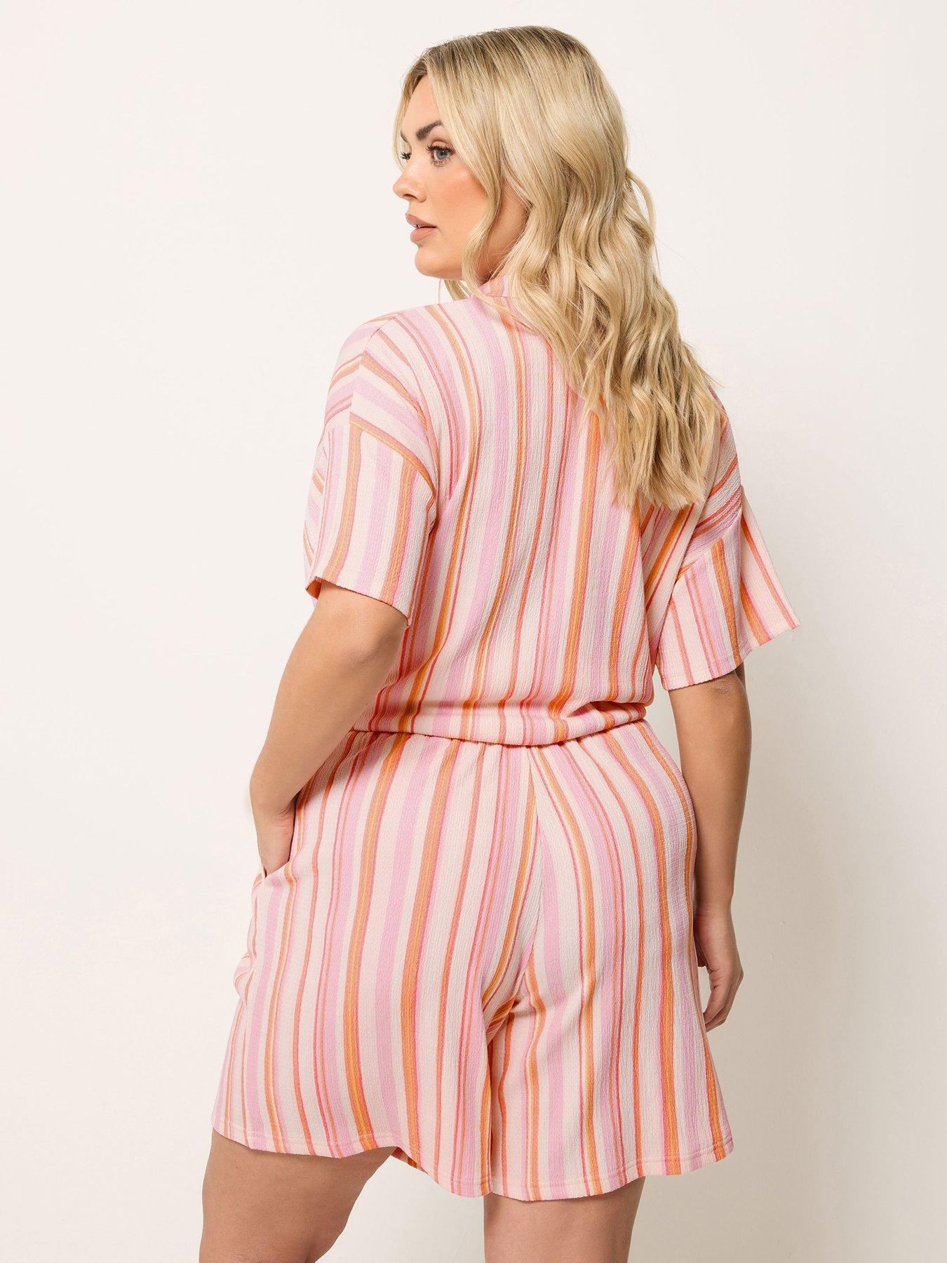Image 2 of 5 of Yours Curve Striped Short Co-ord