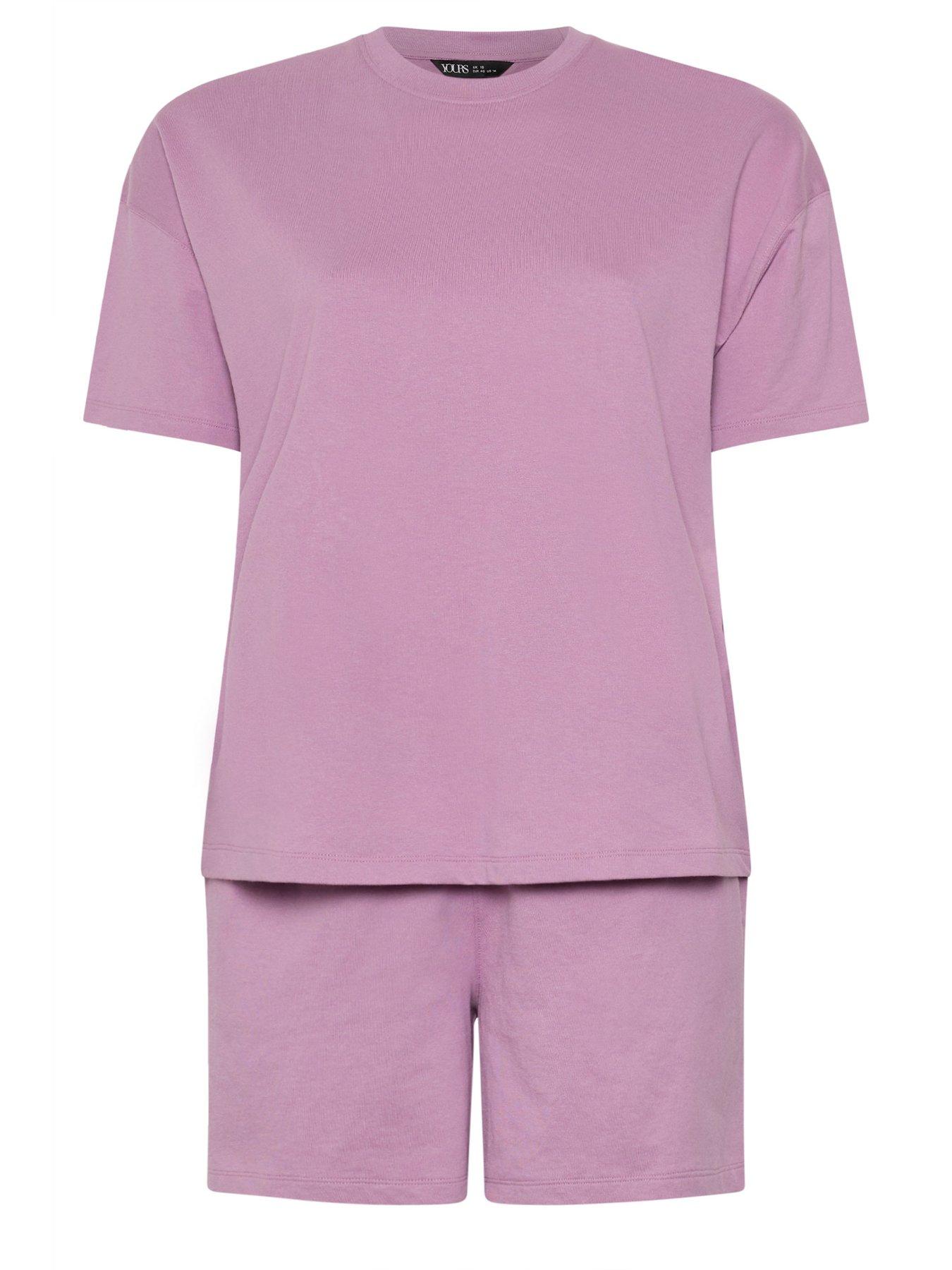 Image 5 of 5 of Yours Curve Shorts &amp; T-Shirt Sweat Set - Purple