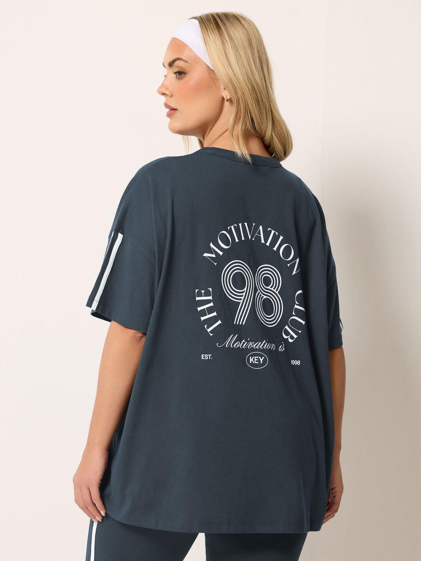 Image 2 of 5 of Yours Curve Motivation Club Active T-shirt - Blue
