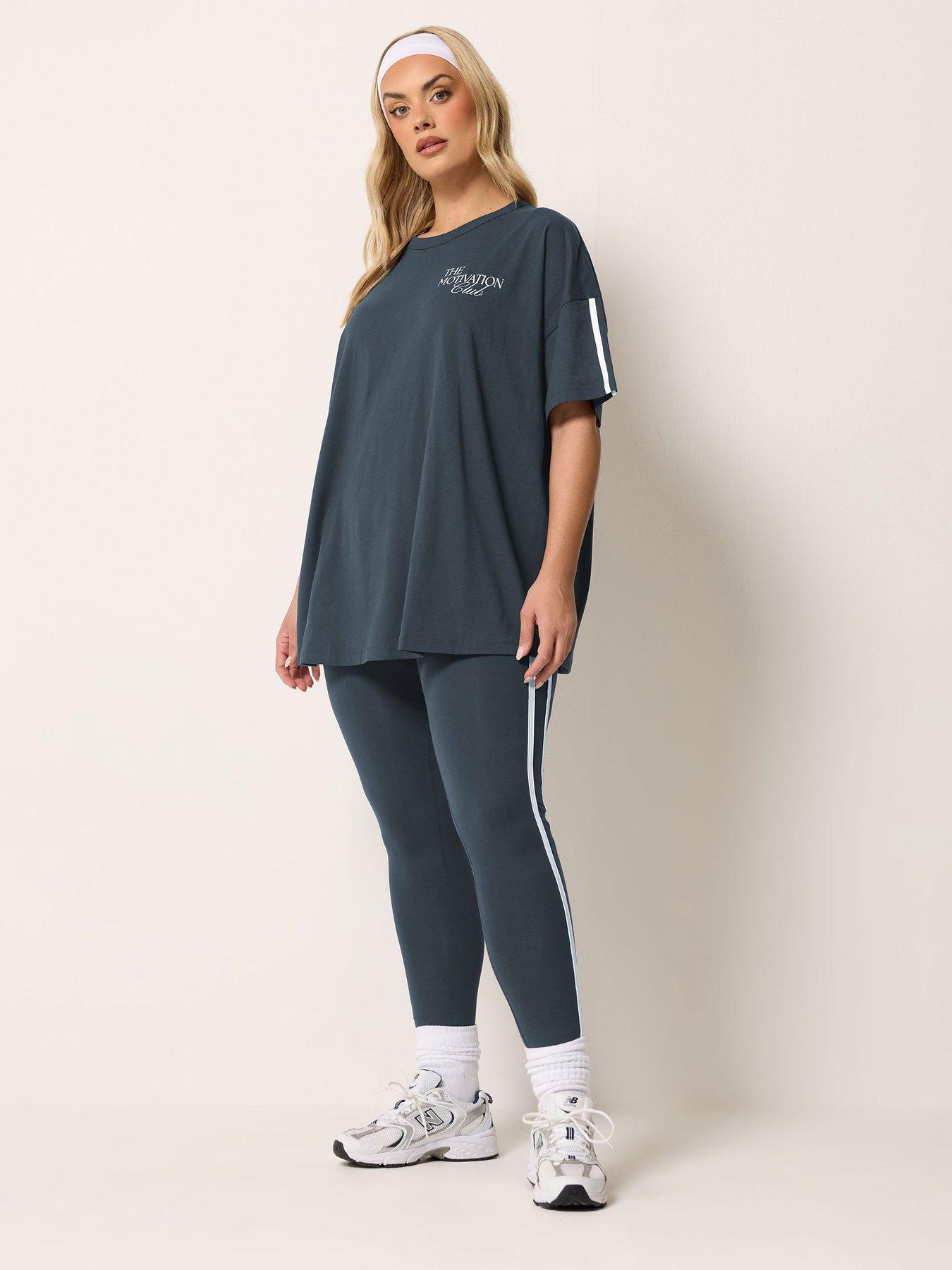 Image 3 of 5 of Yours Curve Motivation Club Active T-shirt - Blue