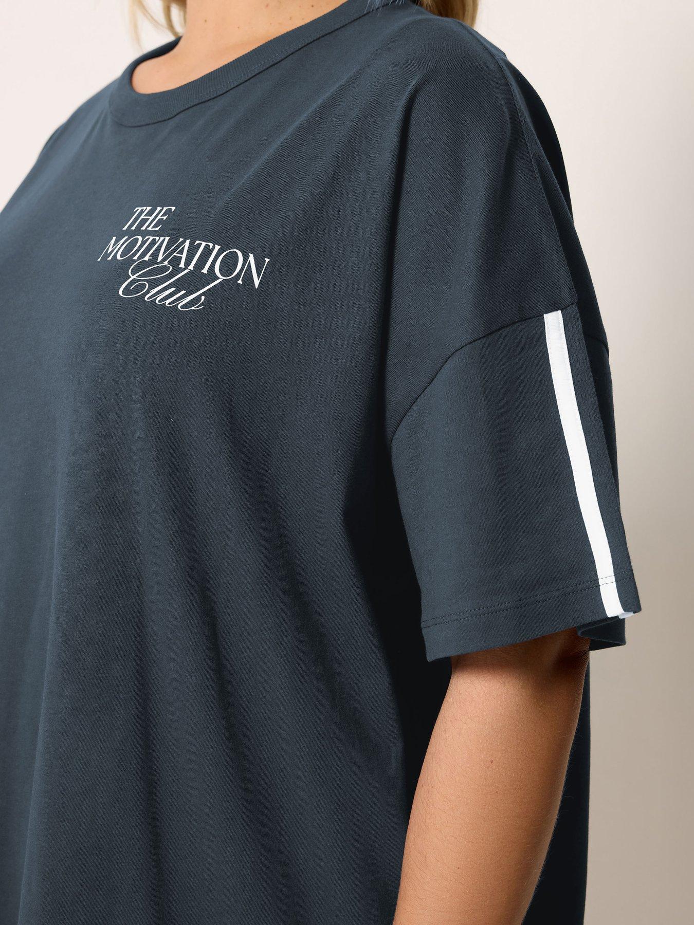 Image 4 of 5 of Yours Curve Motivation Club Active T-shirt - Blue