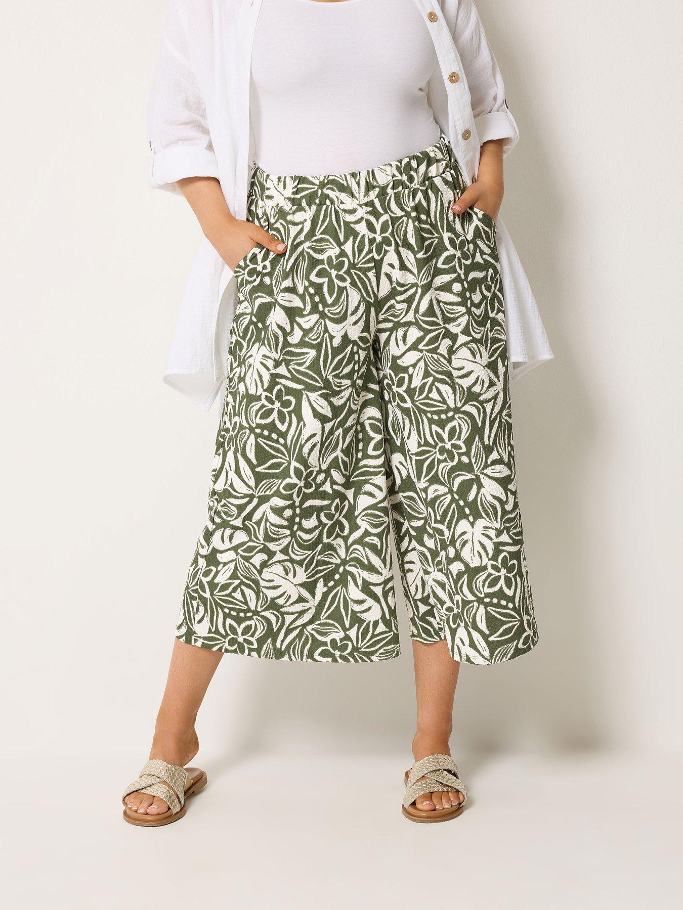 Yours Curve Leaf Print Jersey Culotte