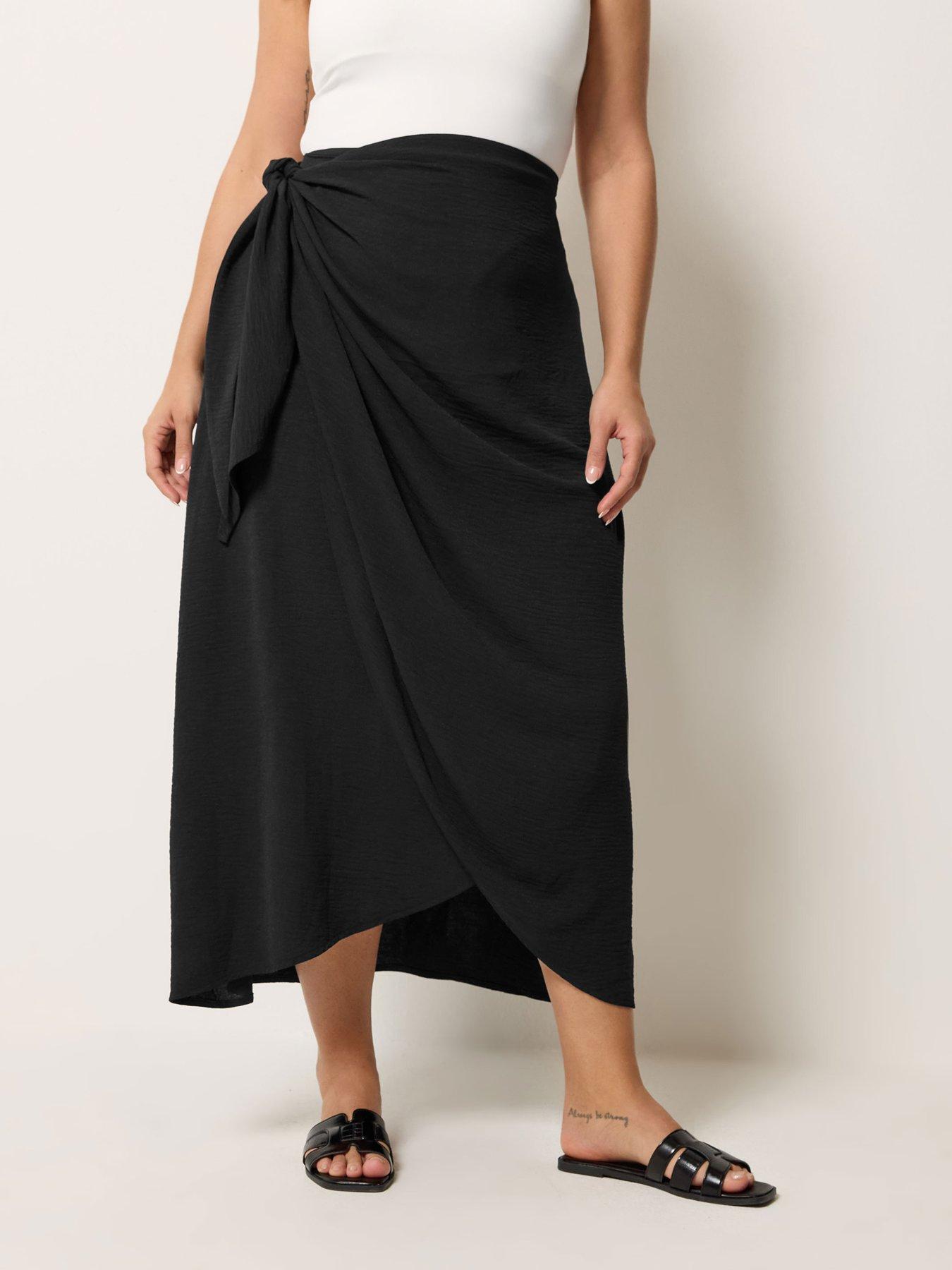 Yours Curve Wrap Over Skirt - Black