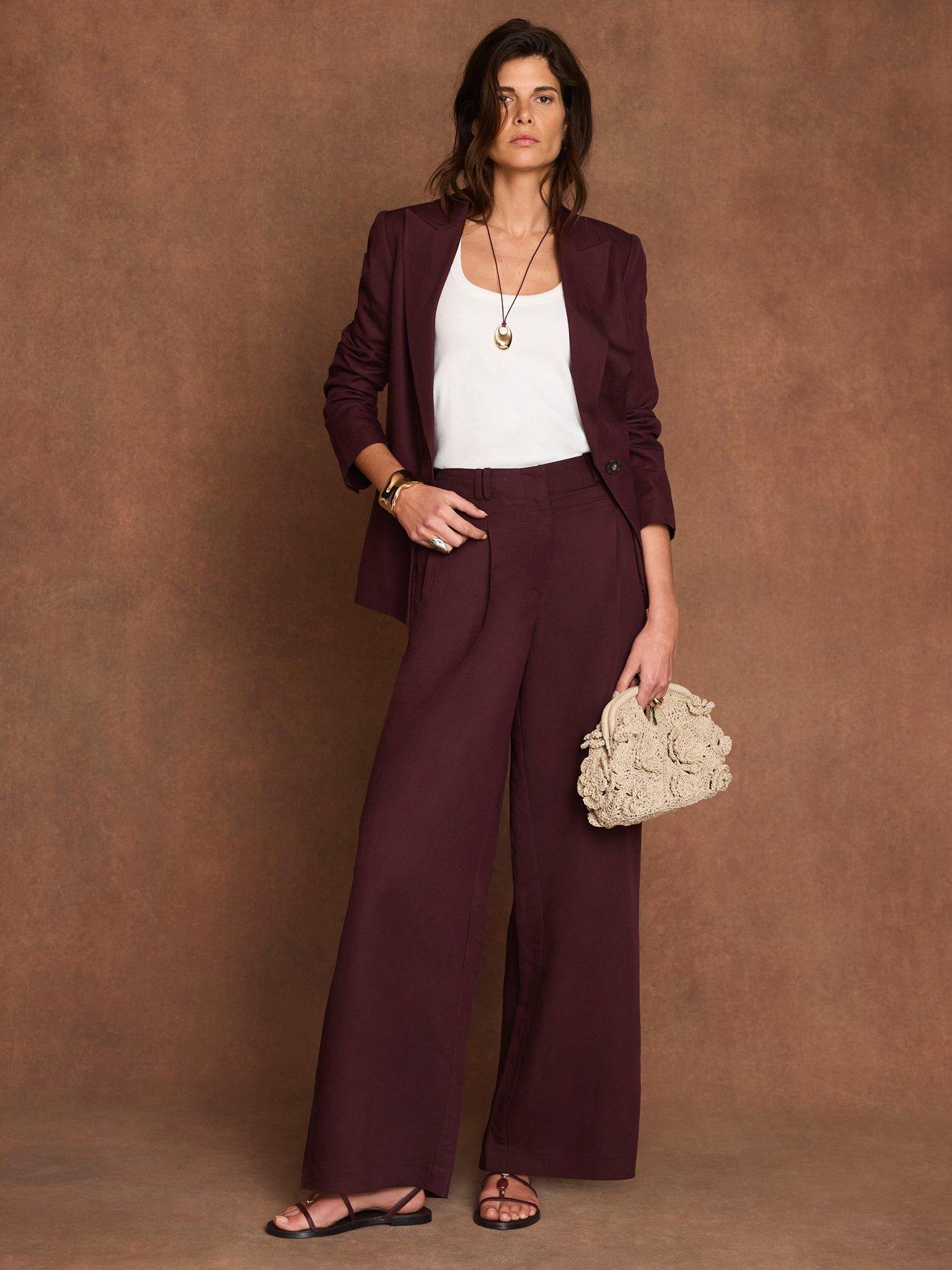Image 3 of 6 of Mint Velvet Burgundy Sb Linen Blazer