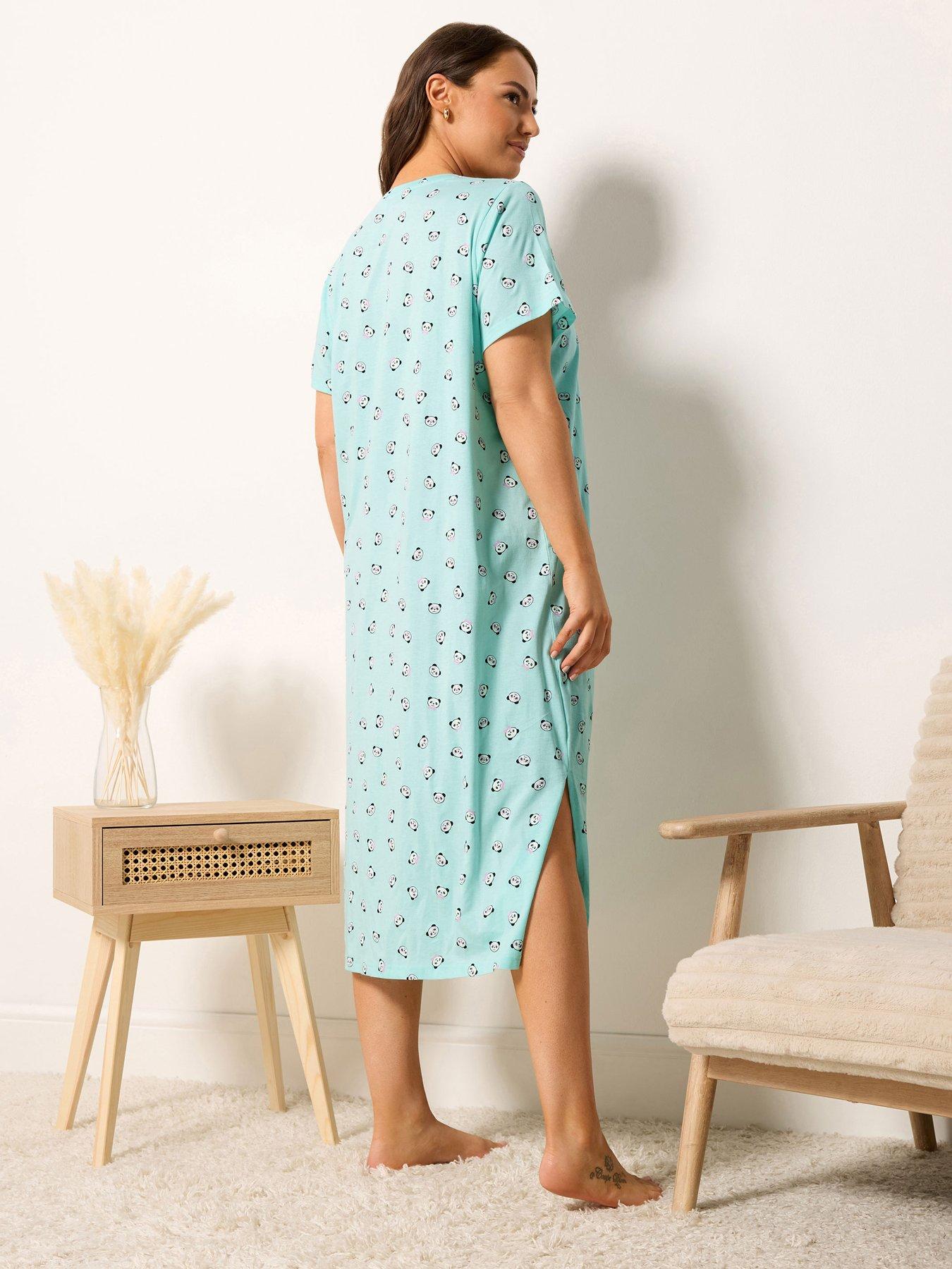 Image 2 of 5 of Yours Curve Panda Midaxi Nightdress - Blue