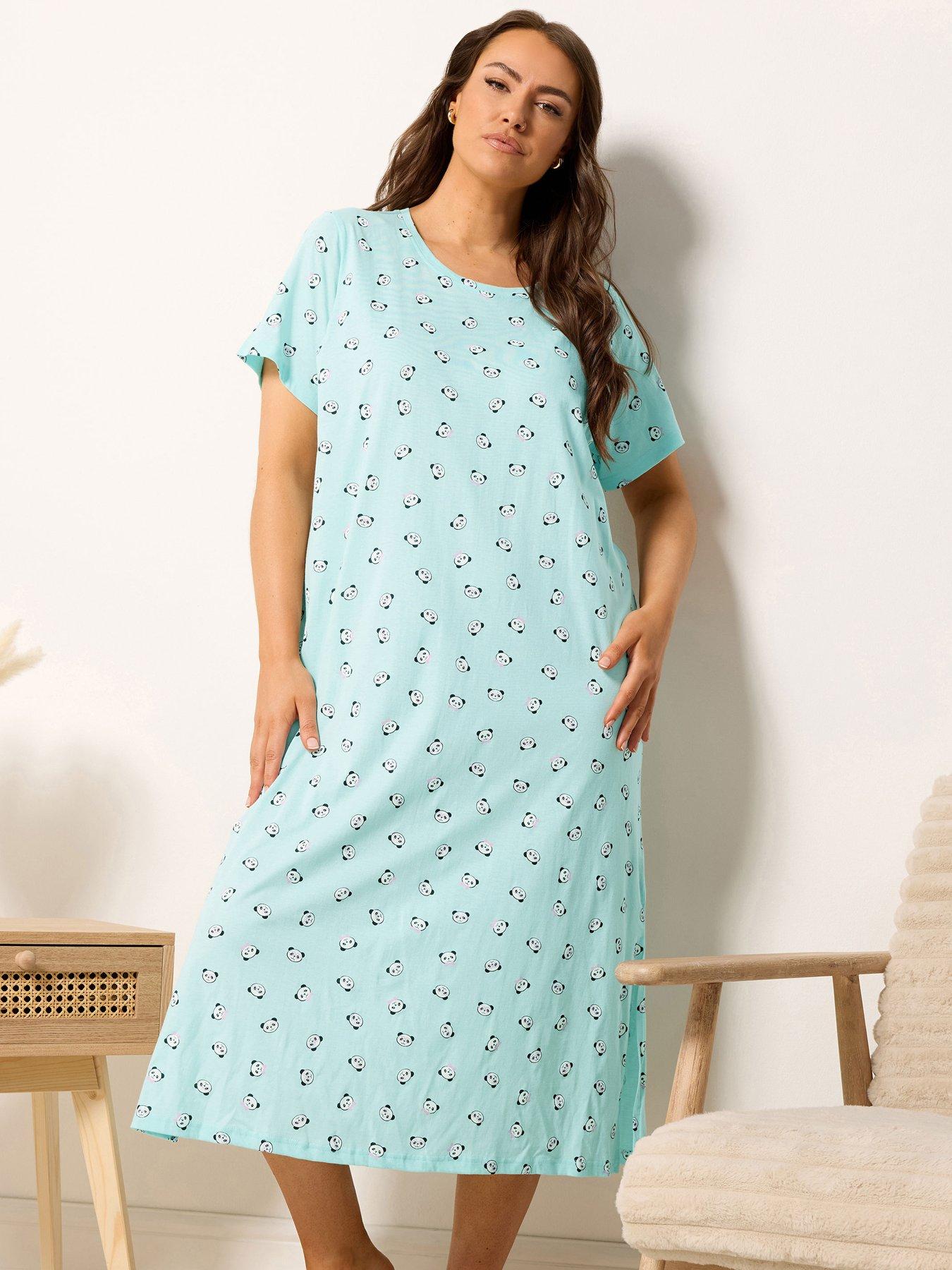 Image 3 of 5 of Yours Curve Panda Midaxi Nightdress - Blue