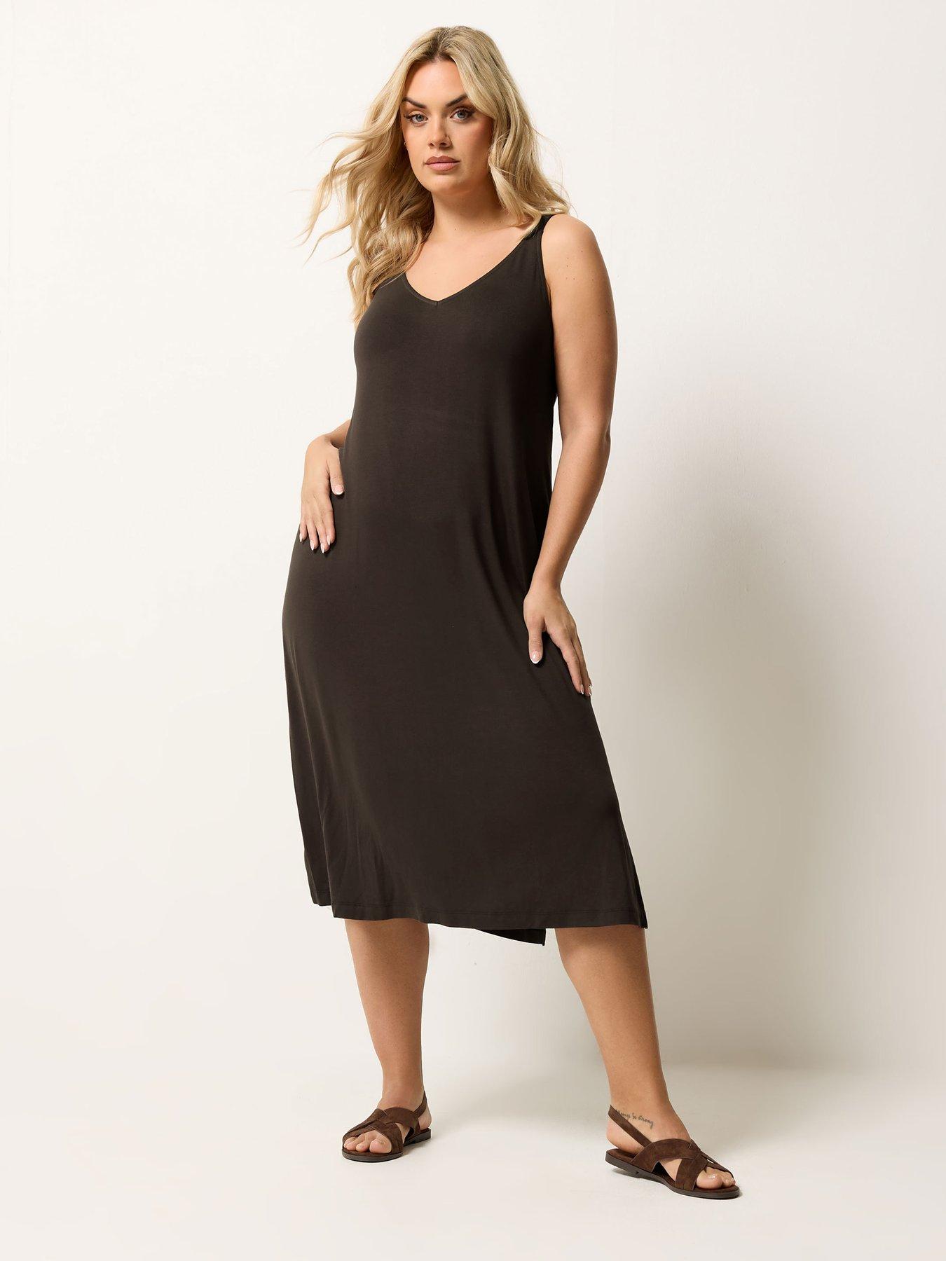 Yours Curve Throw On Dress - Brown