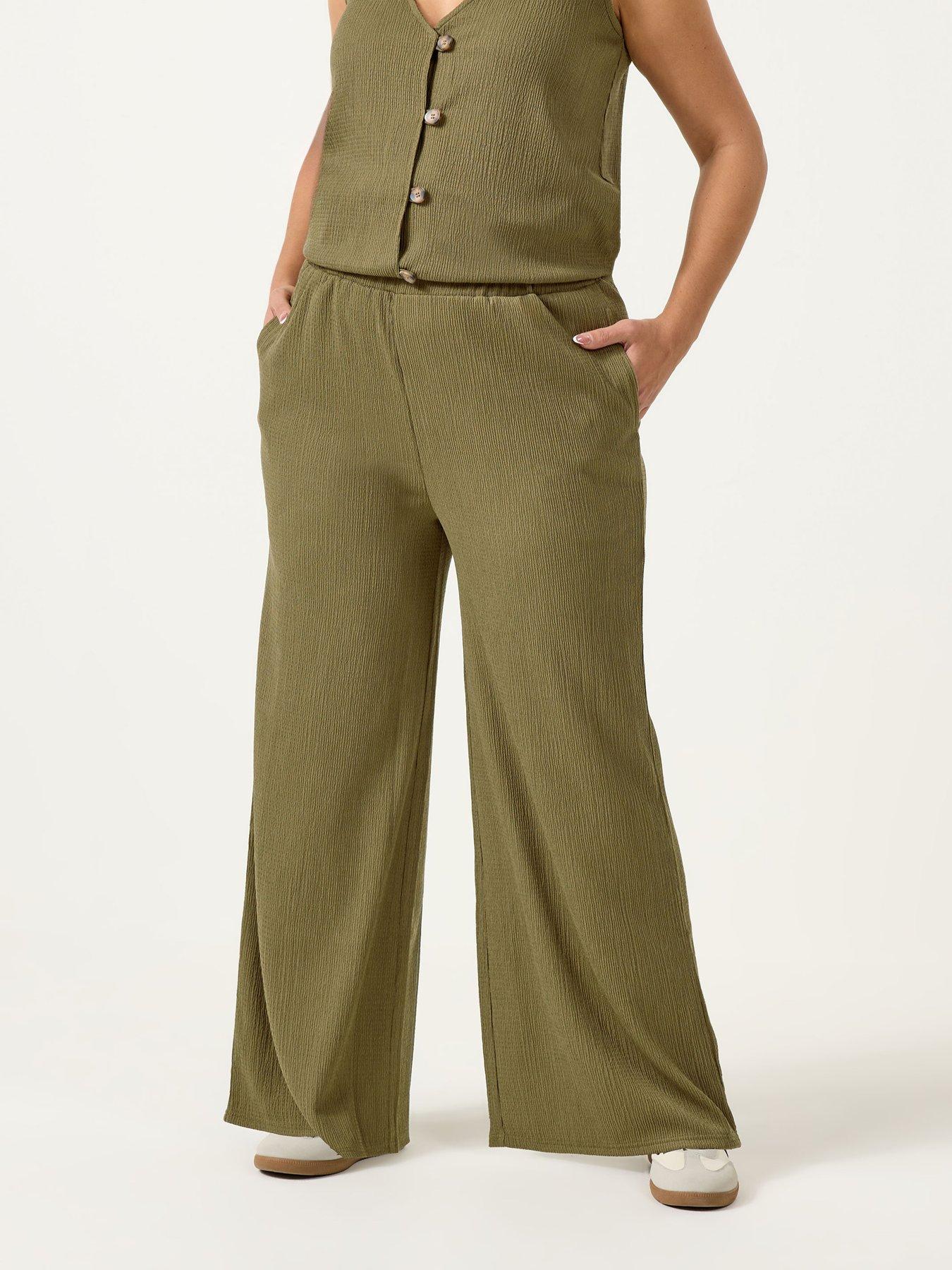 Image 1 of 5 of Yours Curve Textu Jersey Wide Leg Co-ord