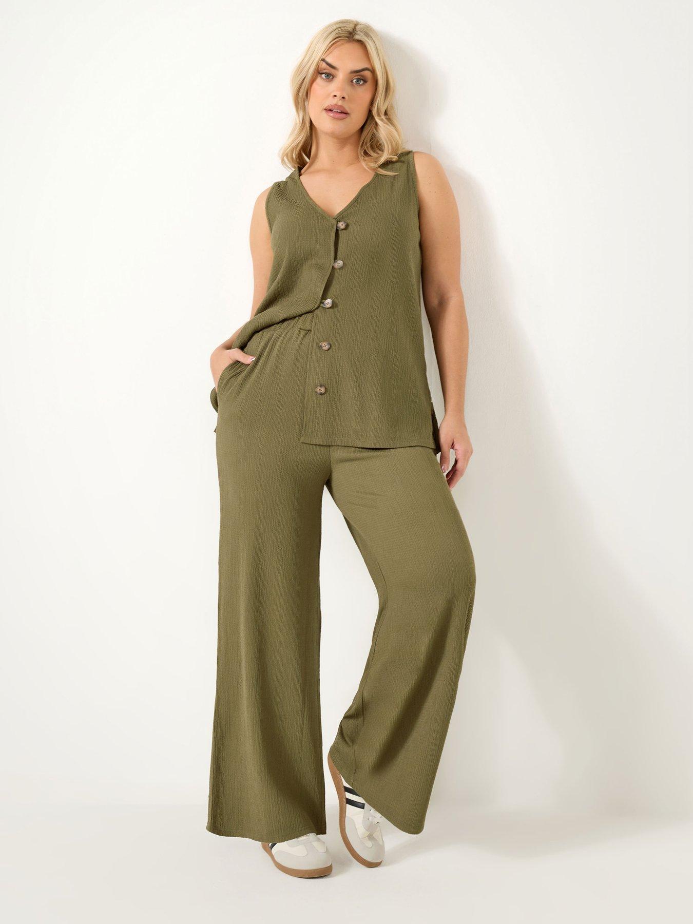 Image 3 of 5 of Yours Curve Textu Jersey Wide Leg Co-ord