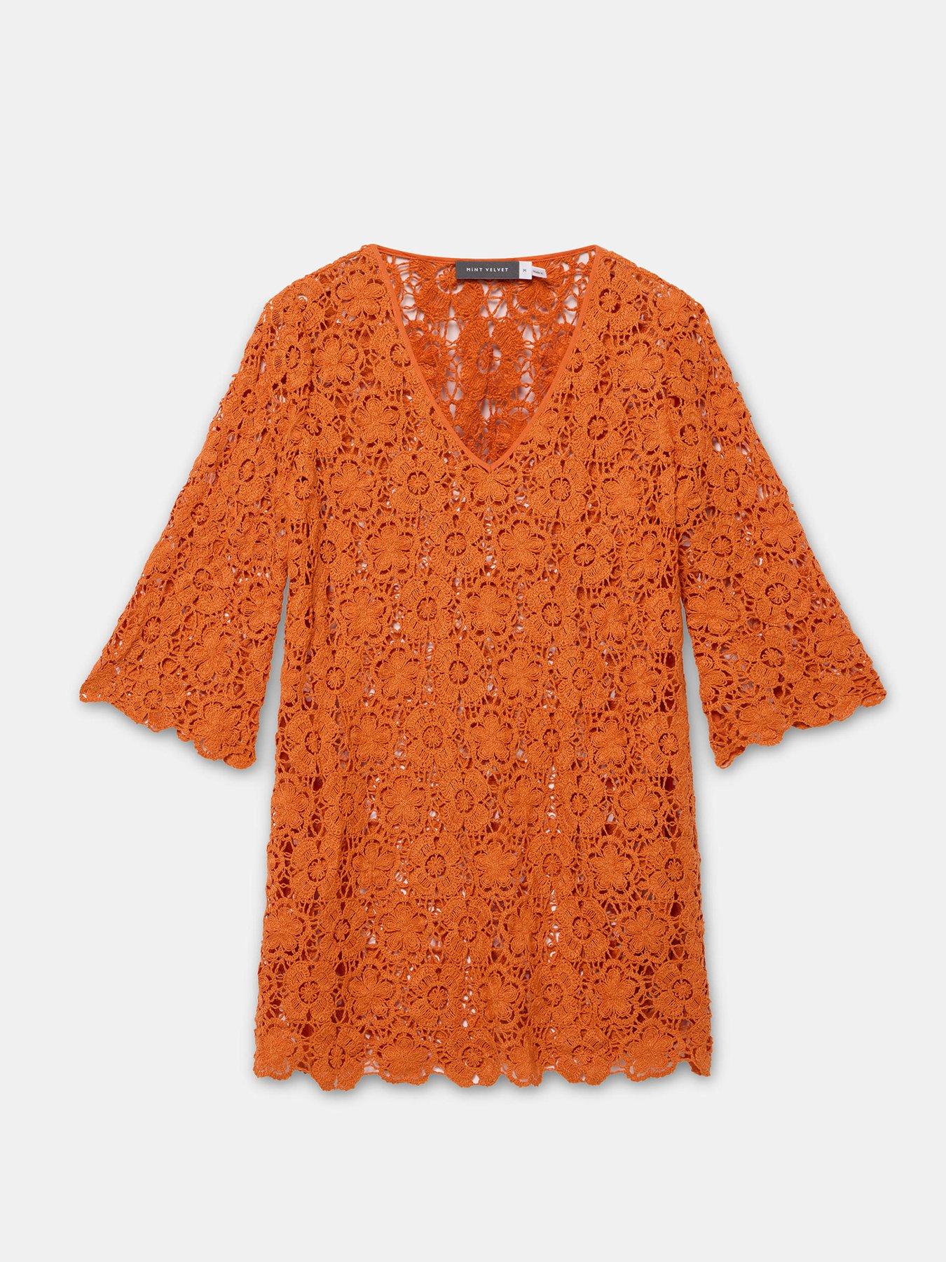 Image 5 of 6 of Mint Velvet Orange Crochet Beach Dress