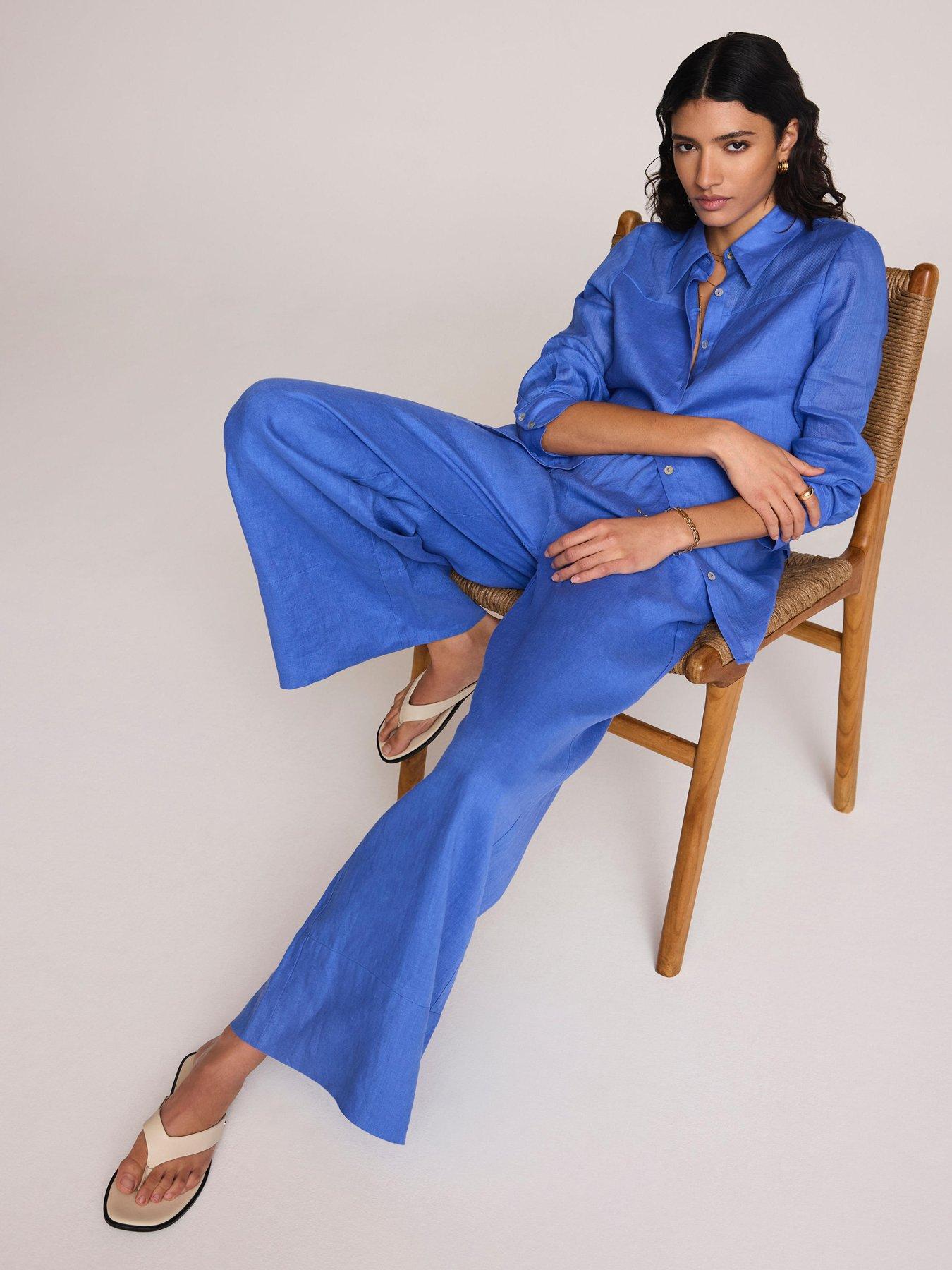 Image 4 of 6 of Mint Velvet Linen Mix Shirt - Blue