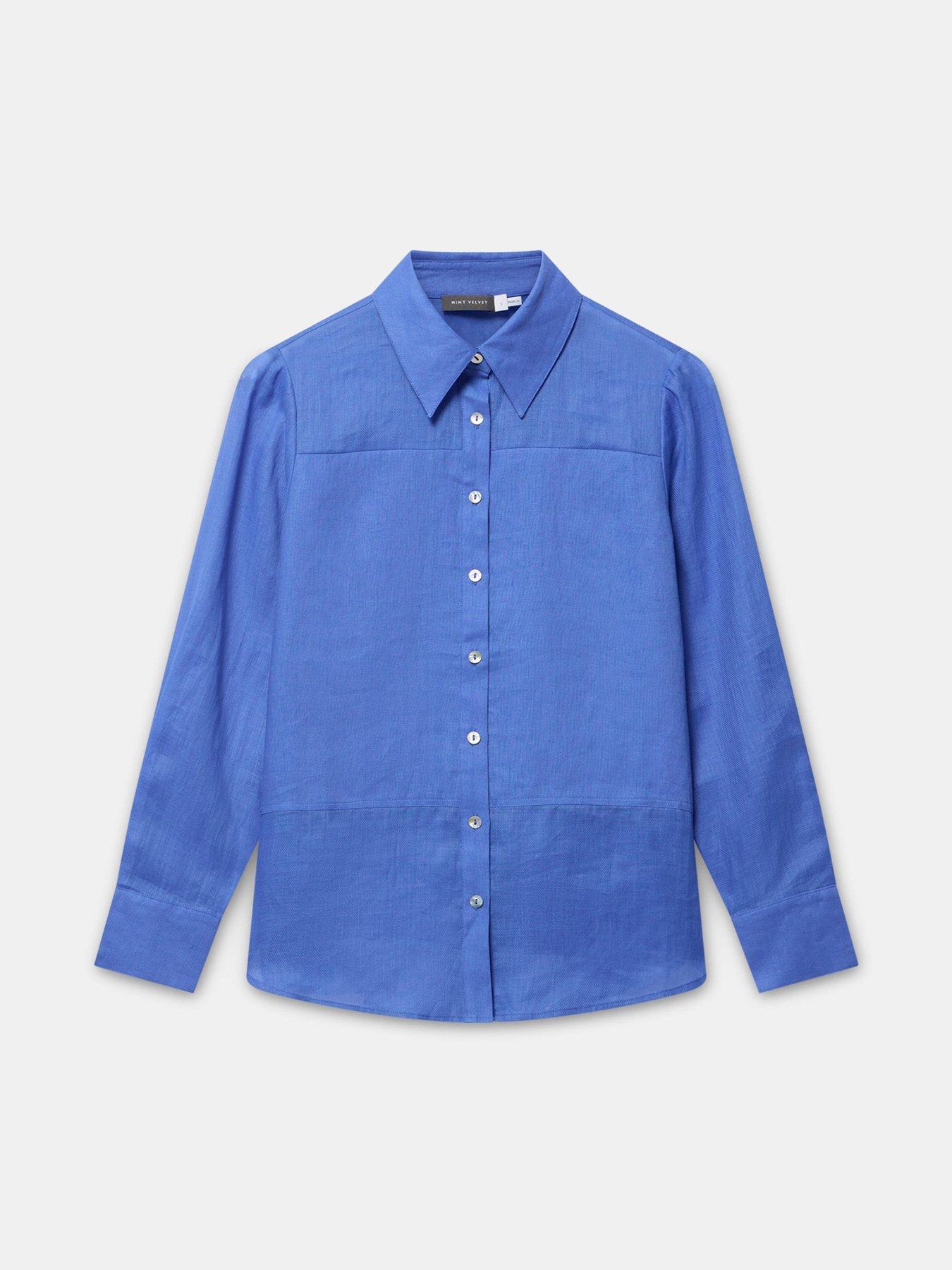 Image 5 of 6 of Mint Velvet Linen Mix Shirt - Blue
