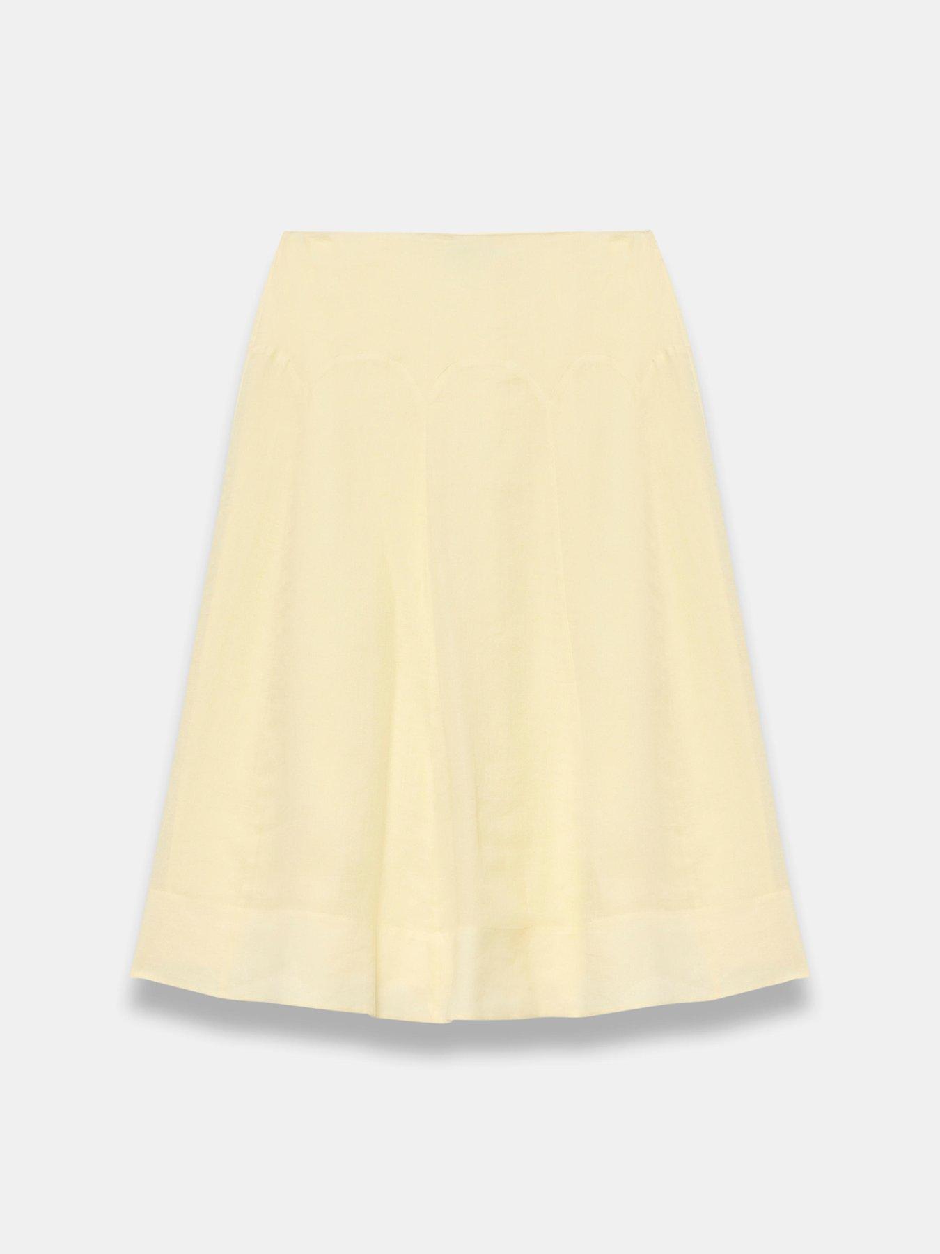 Image 5 of 6 of Mint Velvet Yellow Scallop Ramie Skirt