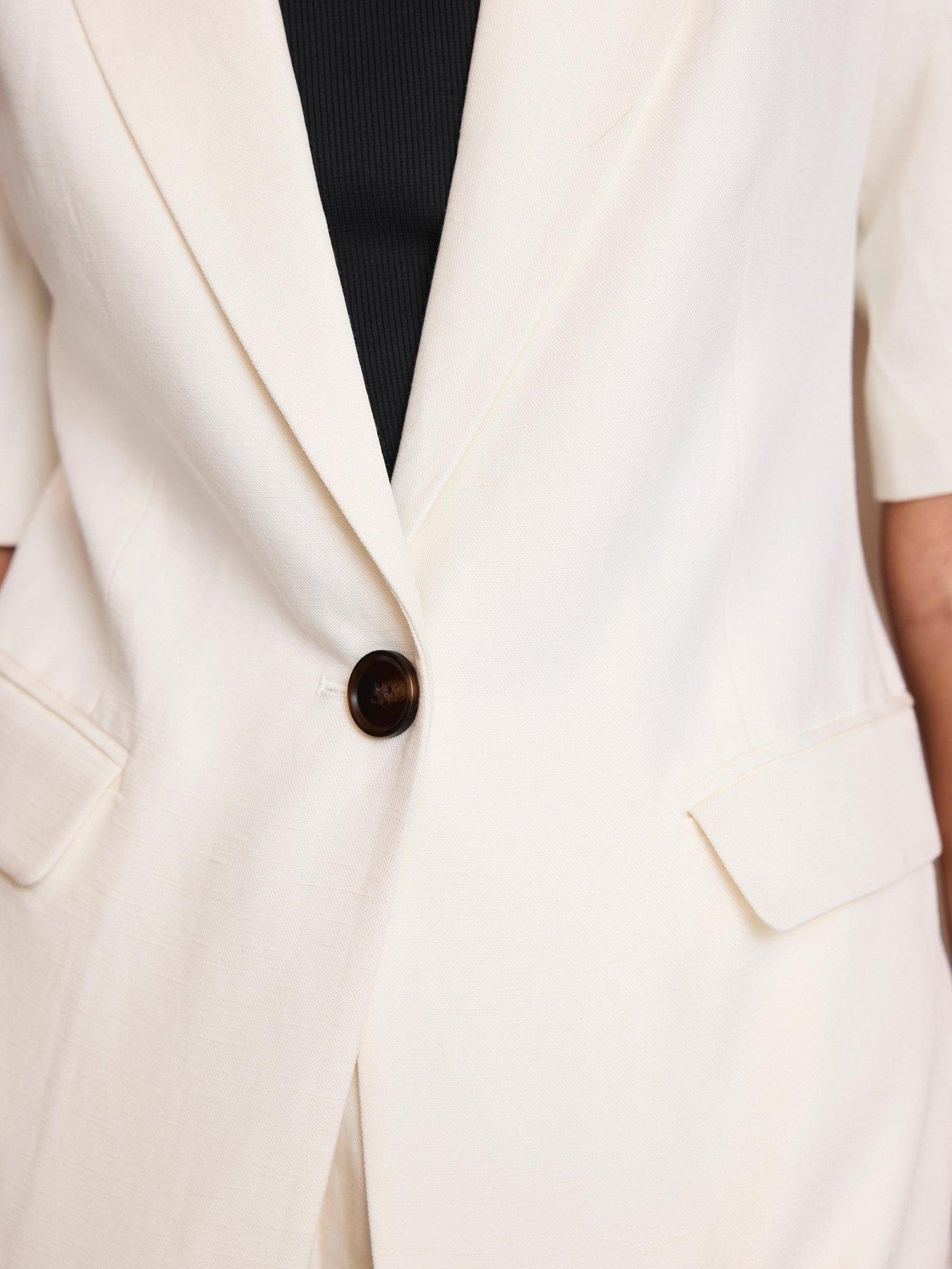 Image 2 of 5 of Mint Velvet Short Sleeve Linen Blazer - Cream