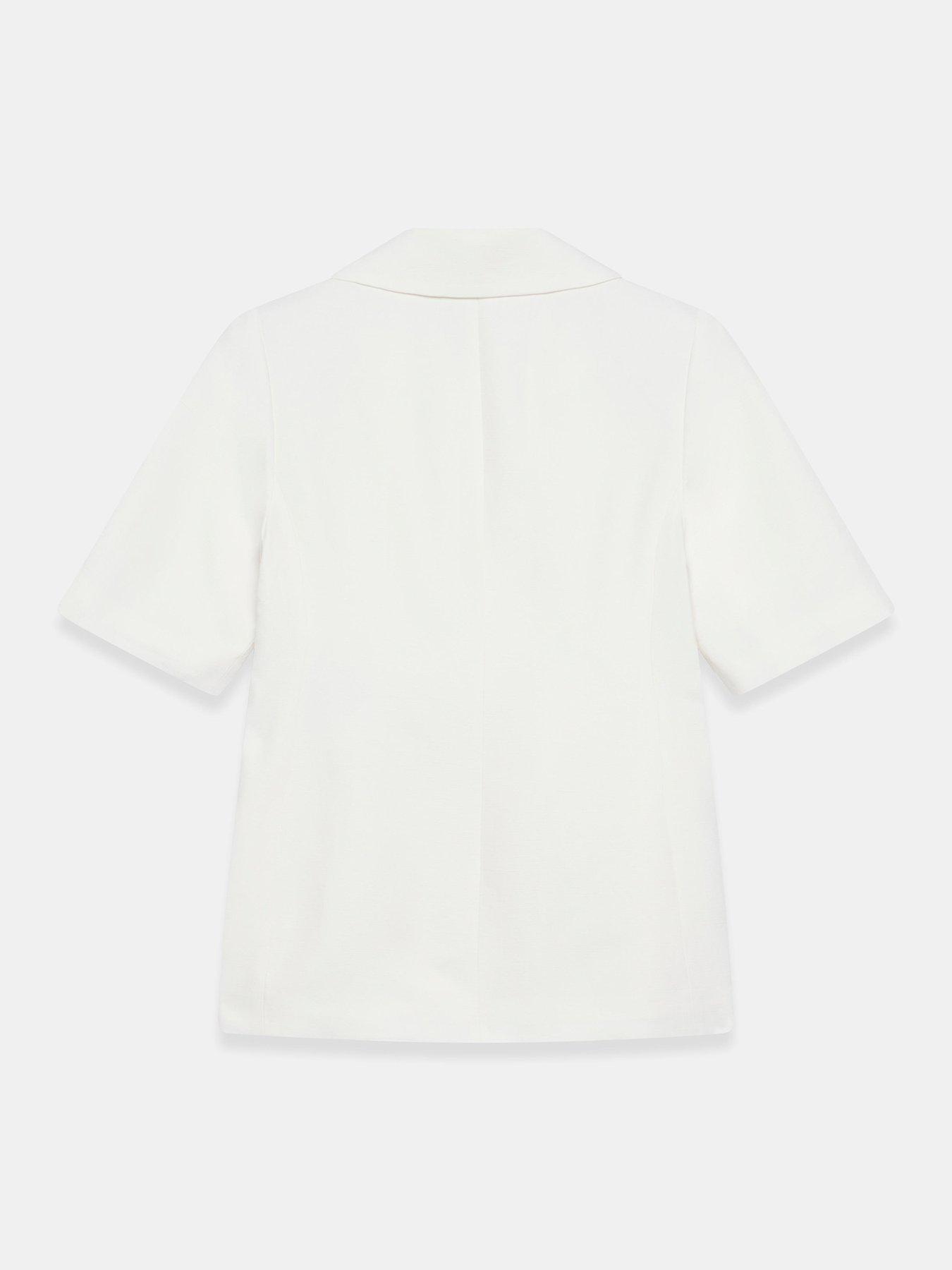 Image 5 of 5 of Mint Velvet Short Sleeve Linen Blazer - Cream