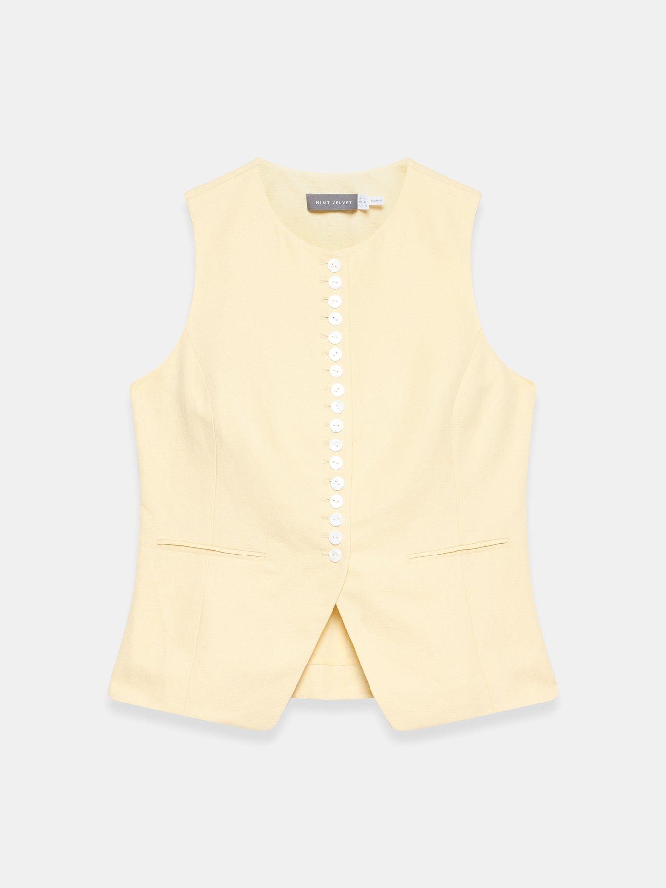 Image 5 of 6 of Mint Velvet Yellow Button Linen Waistcoat