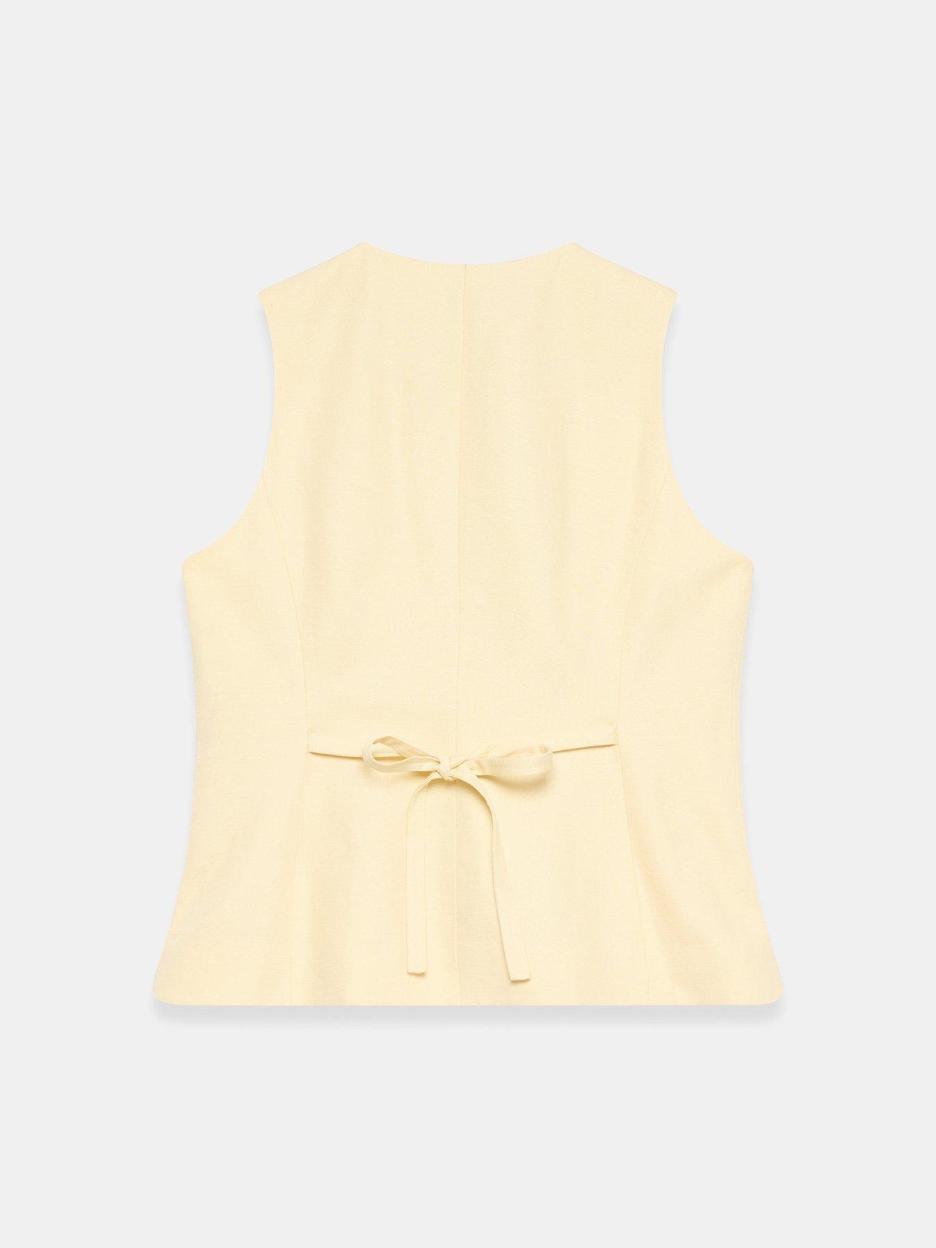 Image 6 of 6 of Mint Velvet Yellow Button Linen Waistcoat