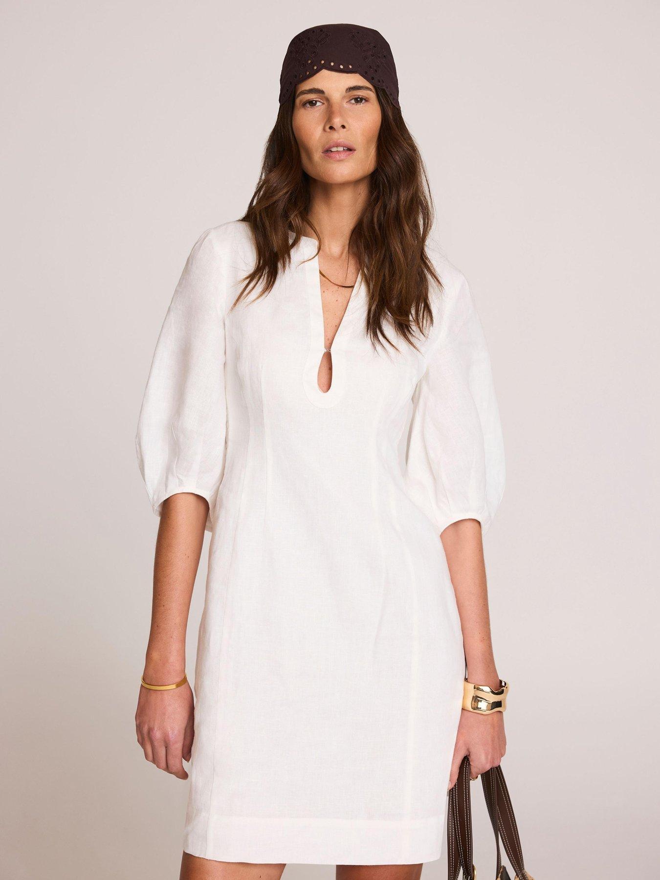 linen white dress uk Boho Chic Beach Sundresses White Beach Gown Best Linen Mix Dresses Uk 2026  Threadbare Women S White Linen Blend Tiered Midi Dress