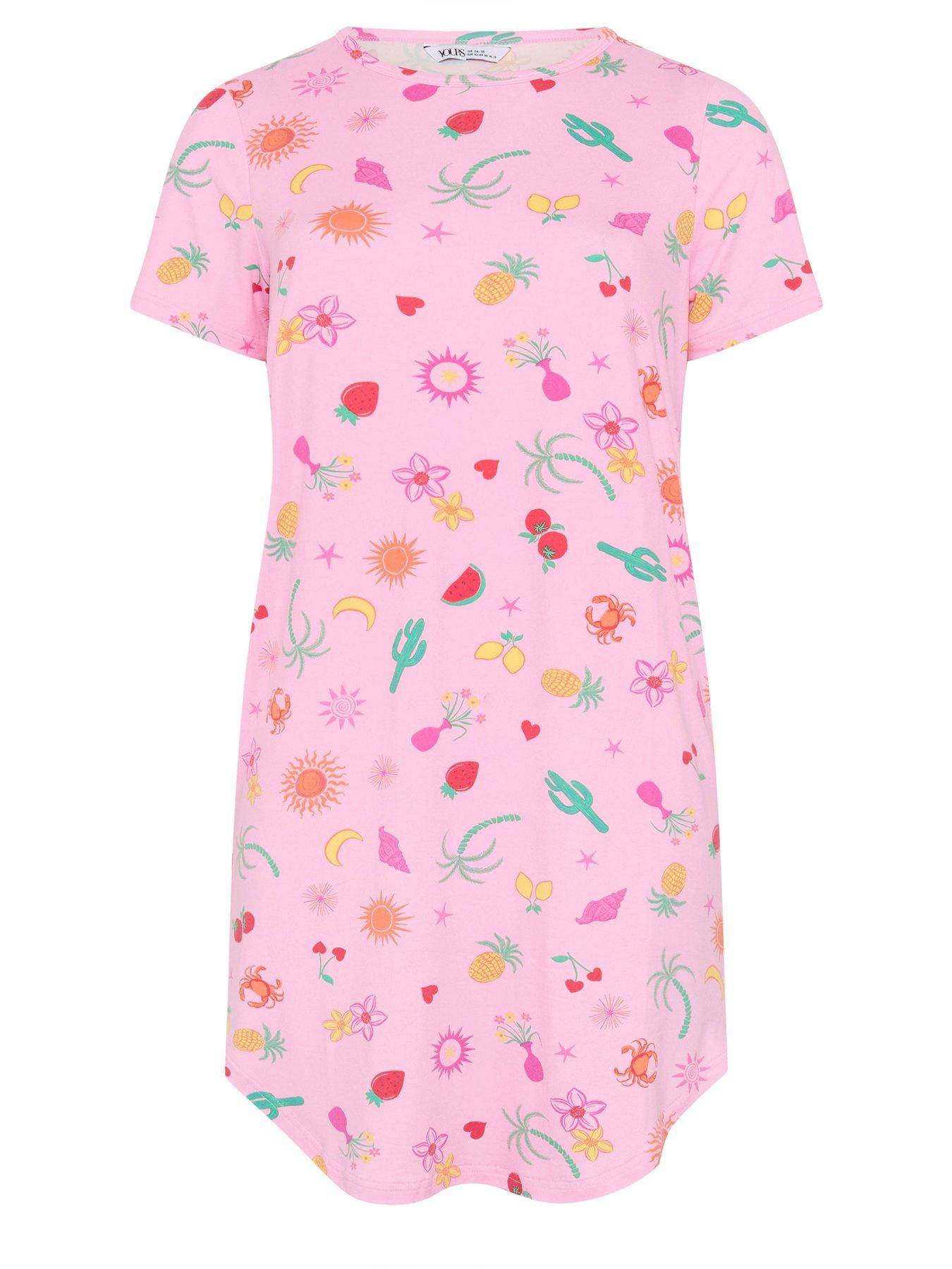 Image 5 of 5 of Yours Curve Soft Touch Dipped Back Nightdress - Pink