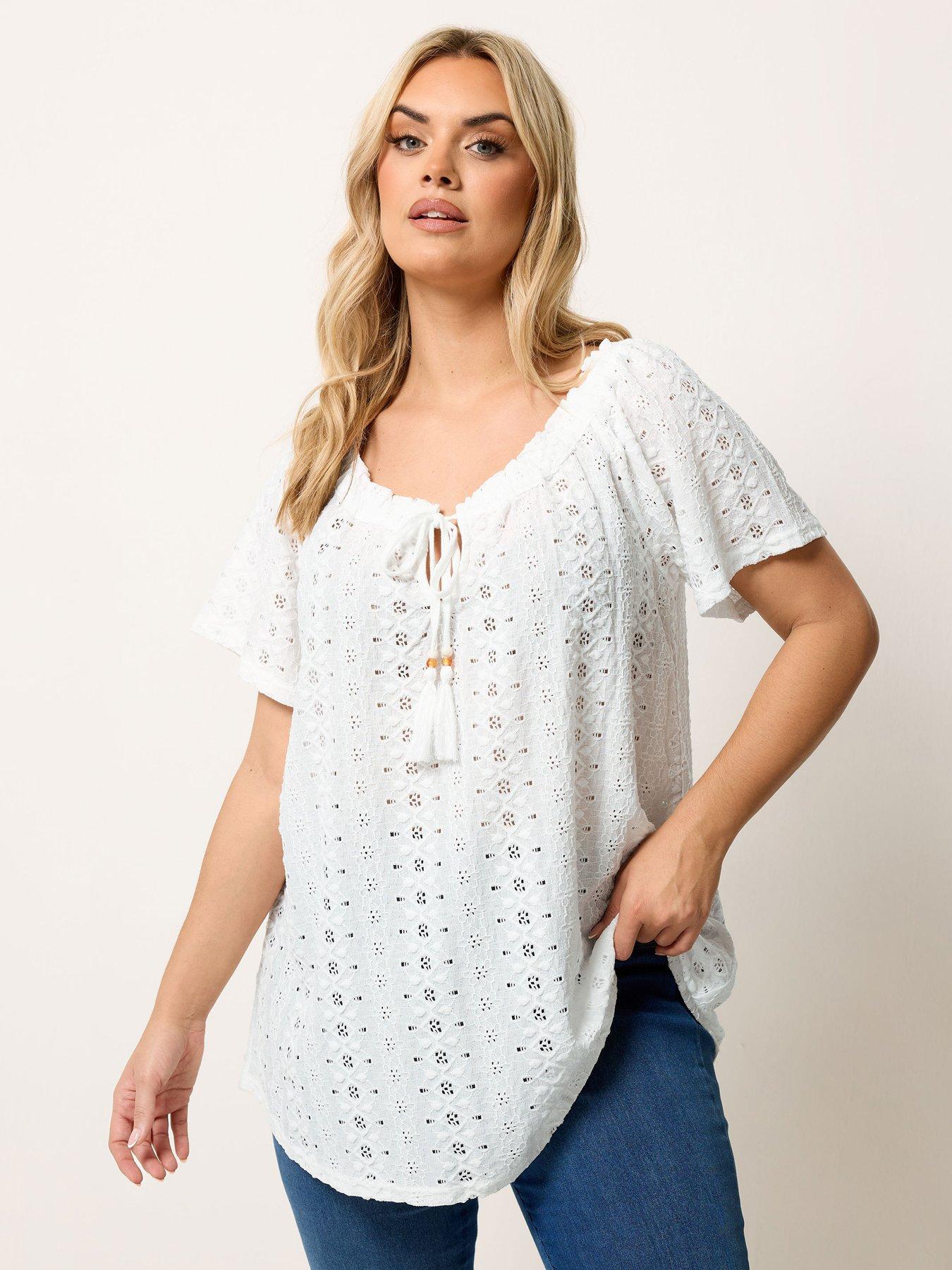 Yours Curve Broderie Bardot Top