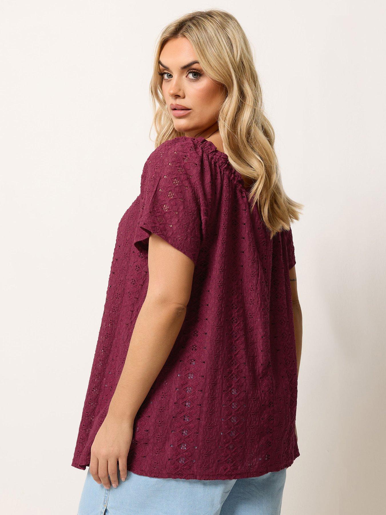 Image 2 of 5 of Yours Curve Broderie Bardot Top