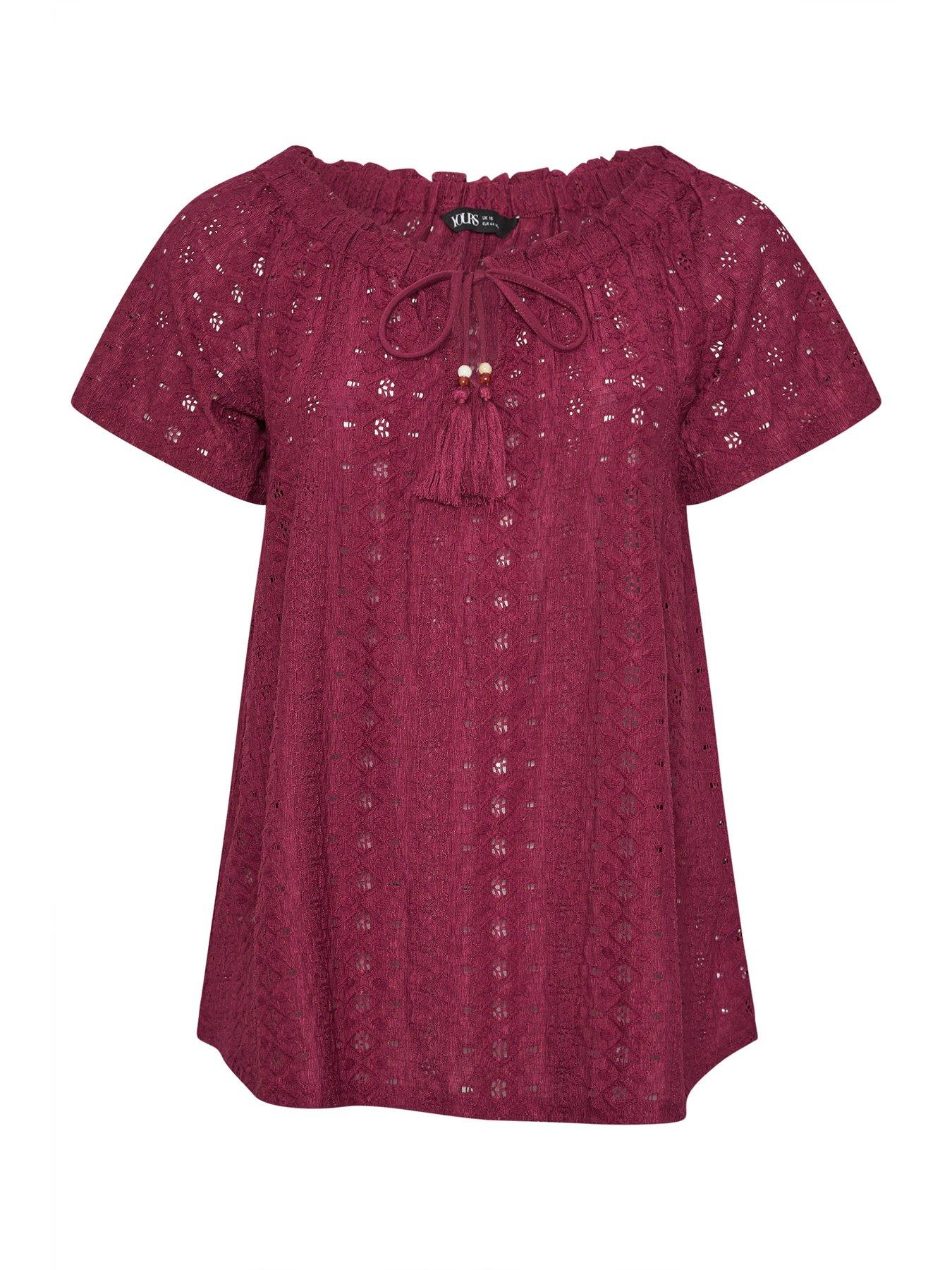 Image 5 of 5 of Yours Curve Broderie Bardot Top