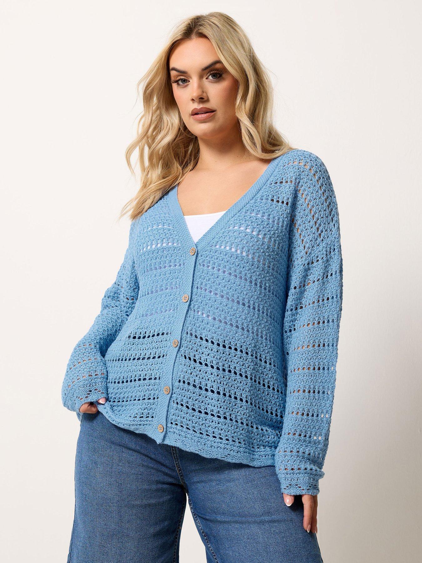 Yours Curve Pointelle Stitch Button Cardigan