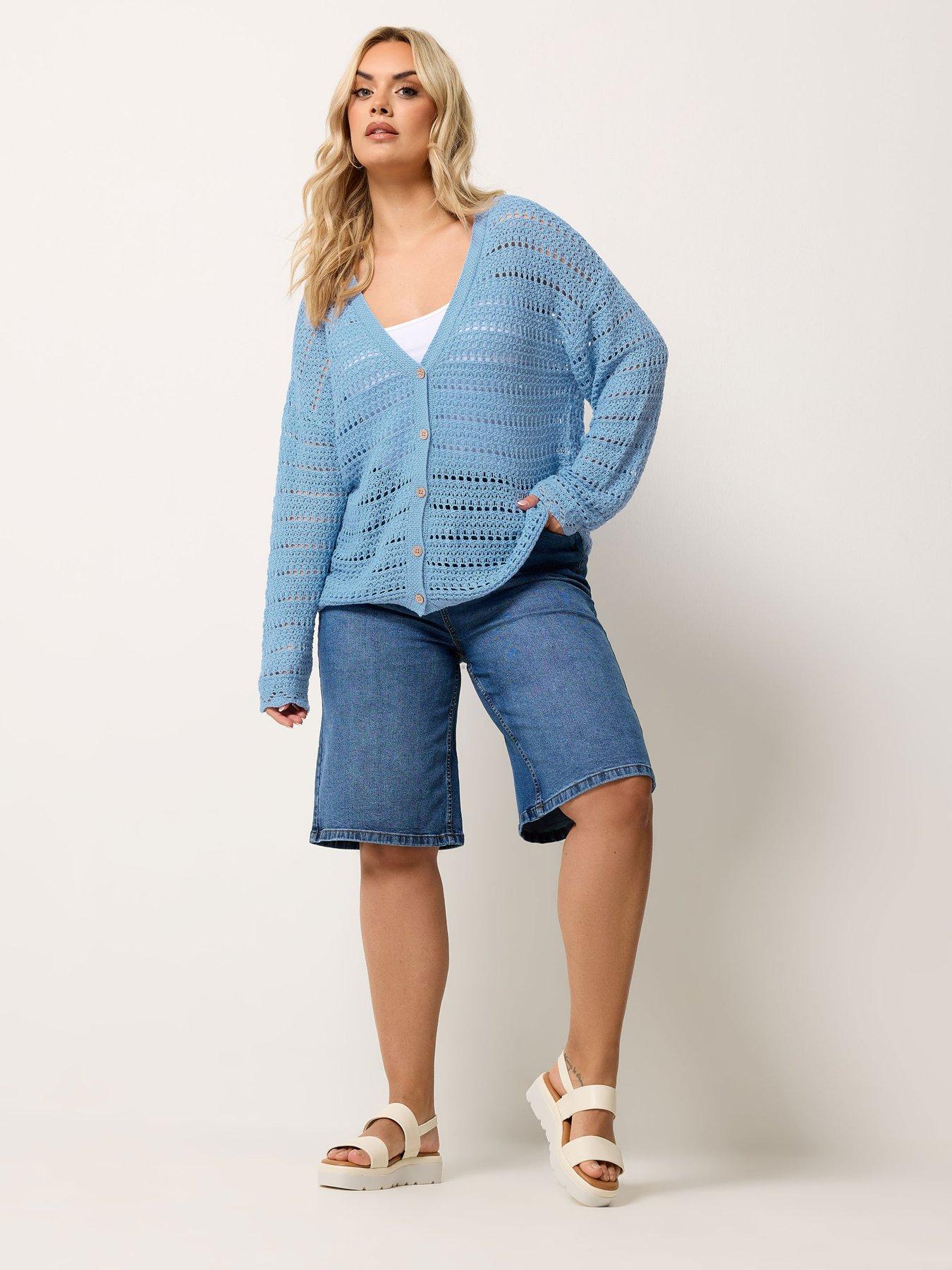 Image 3 of 5 of Yours Curve Pointelle Stitch Button Cardigan