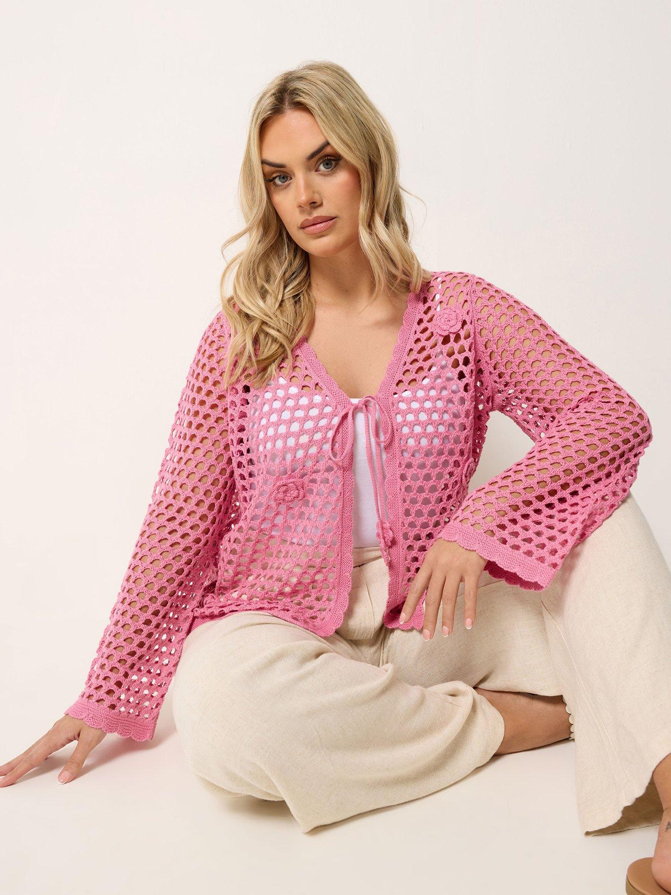 Yours Curve Flower Applique Shrug - Pink