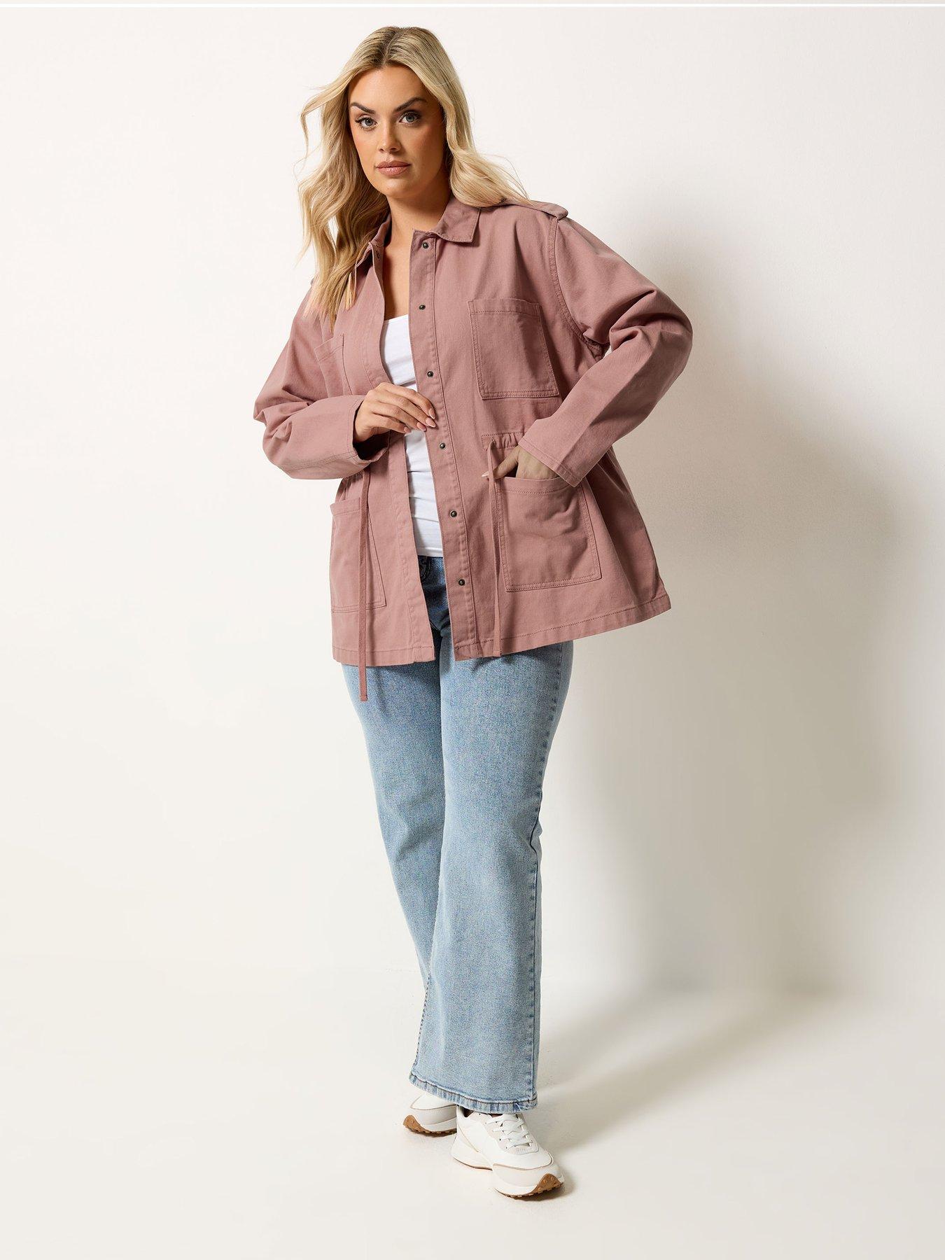 Image 3 of 5 of Yours Curve Twill Carpenter Jacket - Pink