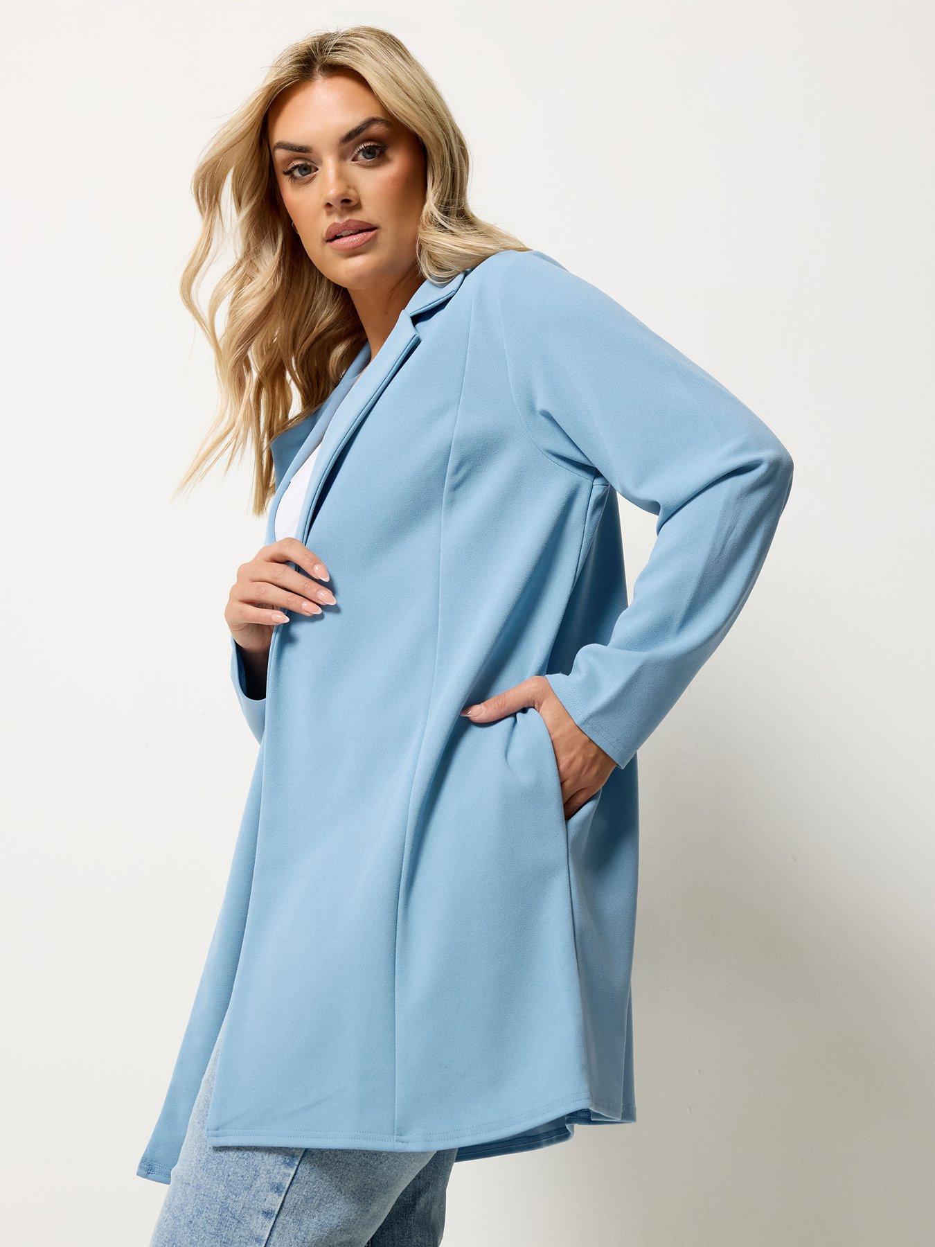 Yours Curve Scuba Blazer - Blue