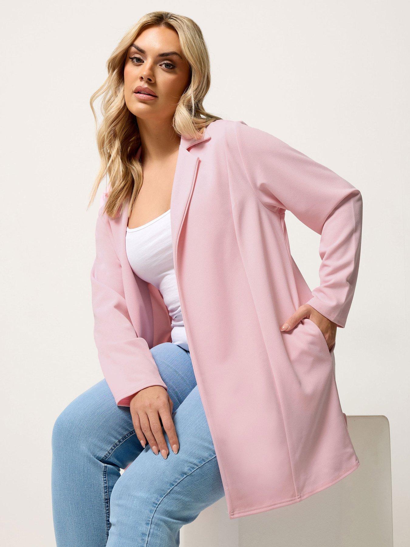 Yours Curve Scuba Blazer - Pink
