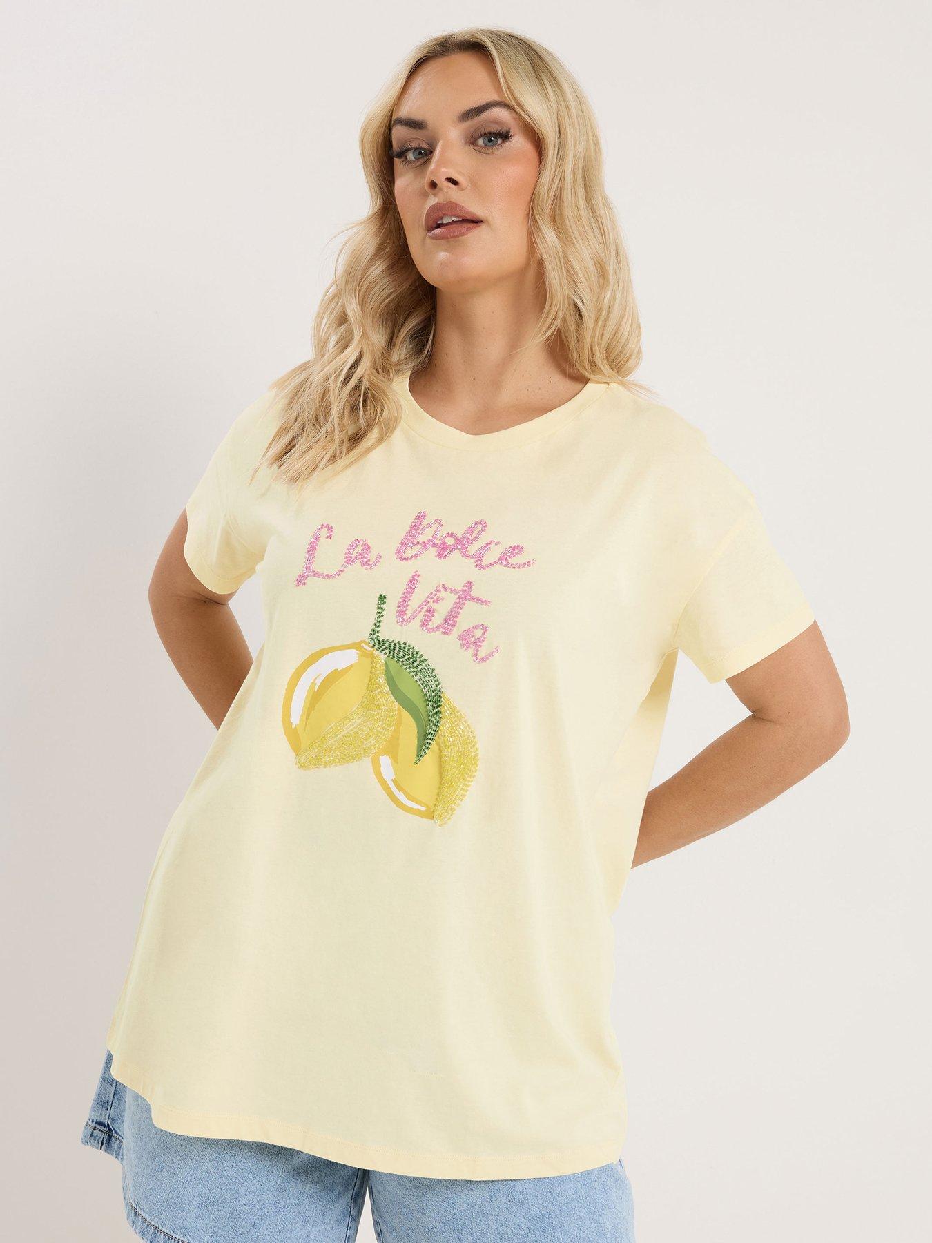 Yours Curve Placement Core T-Shirt - White